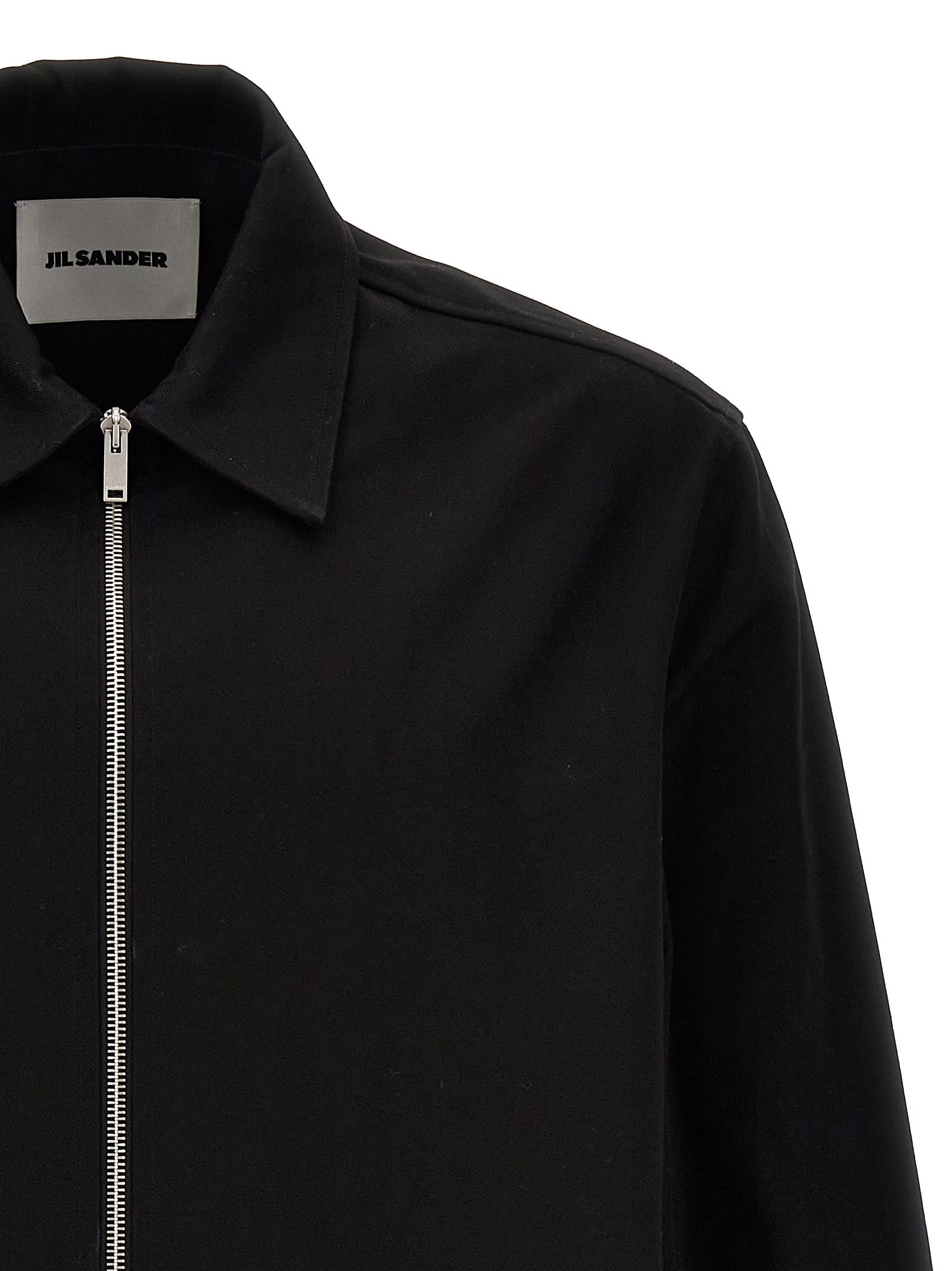Jil Sander Minimalist Zippered Wool Overshirt In Black