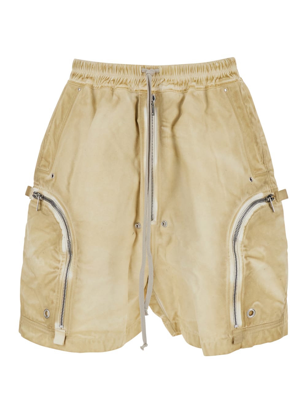DRKSHDW BAUHAUS BEIGE PANTS WITH ELASTIC DRAWSTRING WAIST AND FRONT ZIP POCKETS IN COTTON MAN