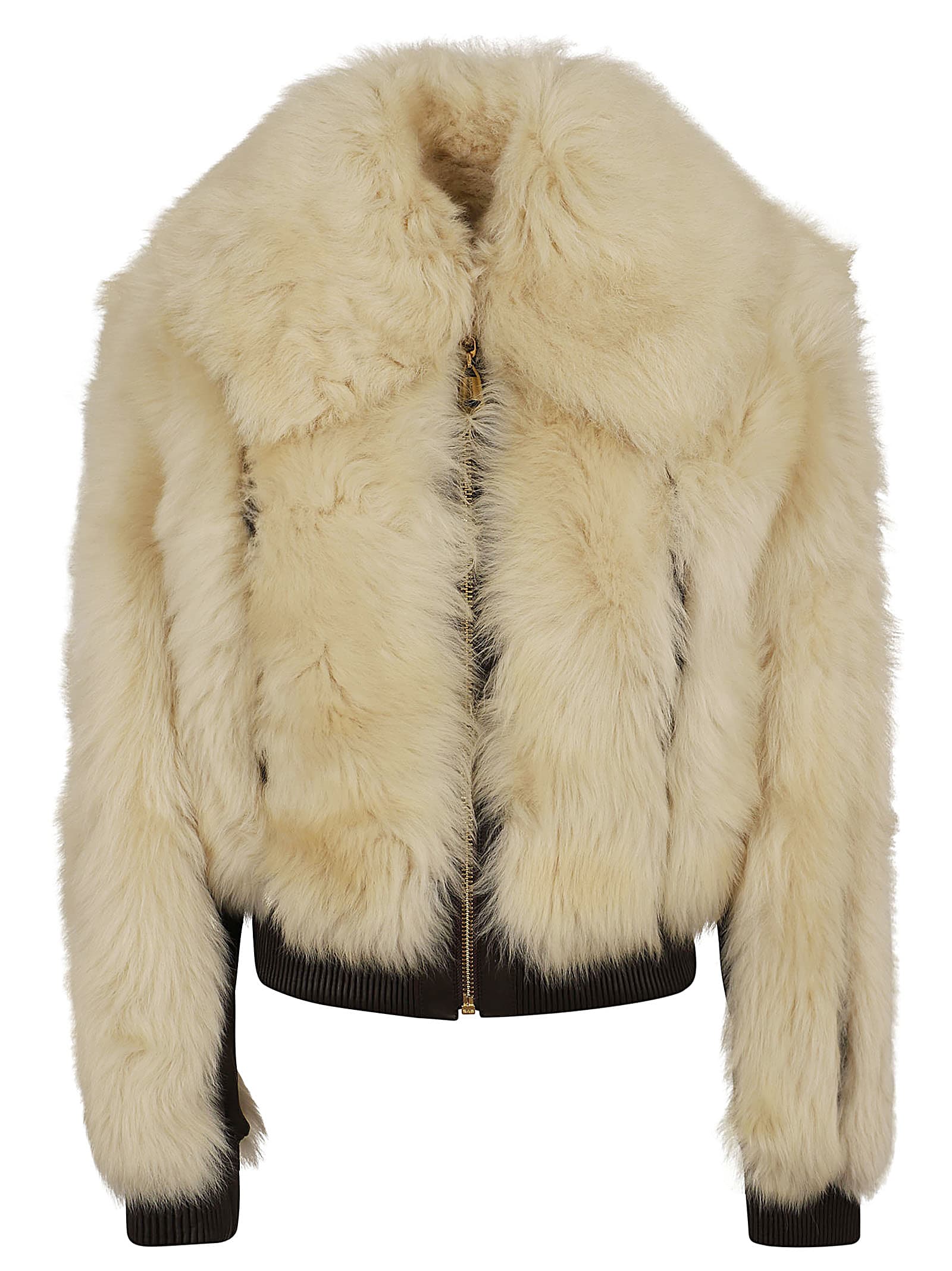 Shop Zimmermann Illustration Shearling Jacket In Crm Cream