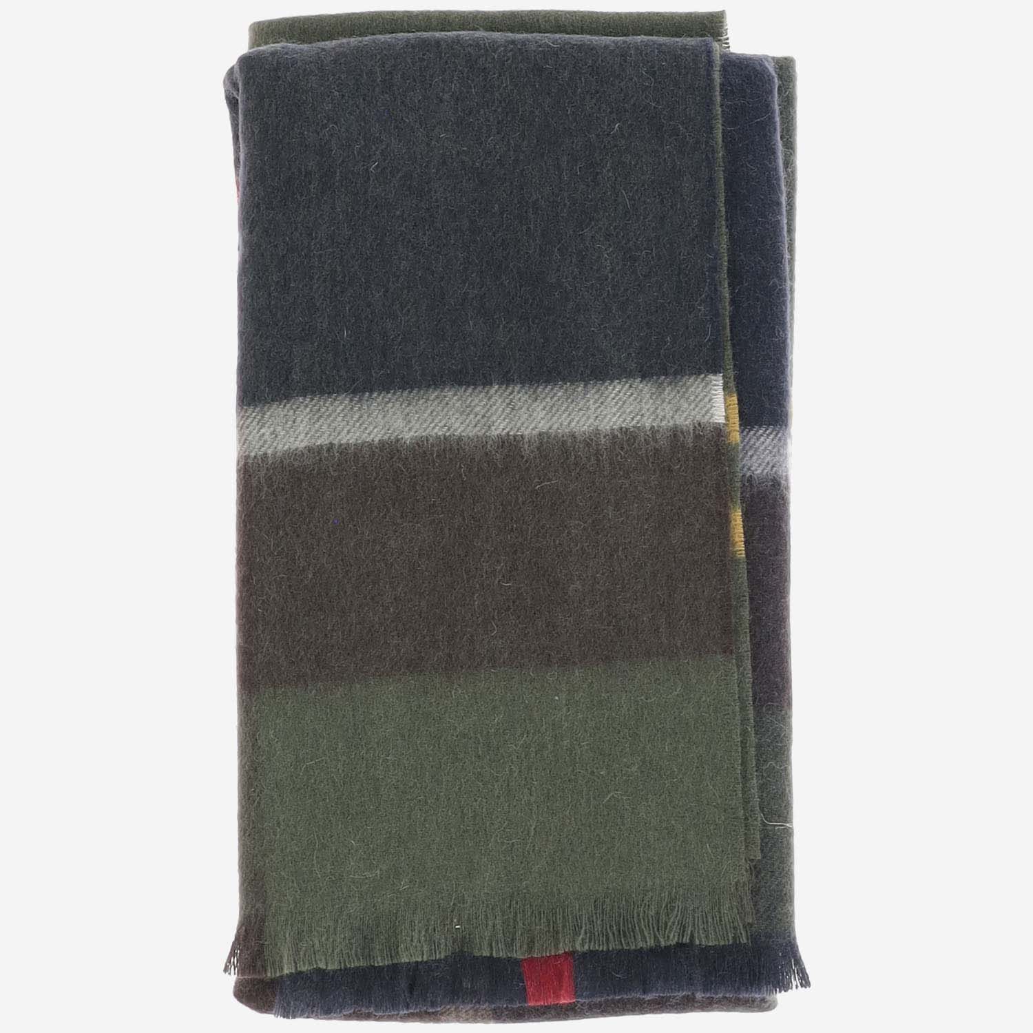 Barbour Wool Scarf With Check Pattern In Red
