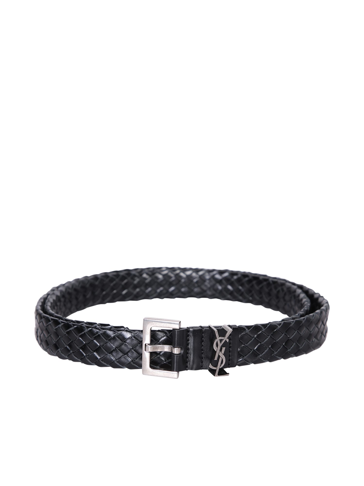 Shop Saint Laurent Logo Black Belt