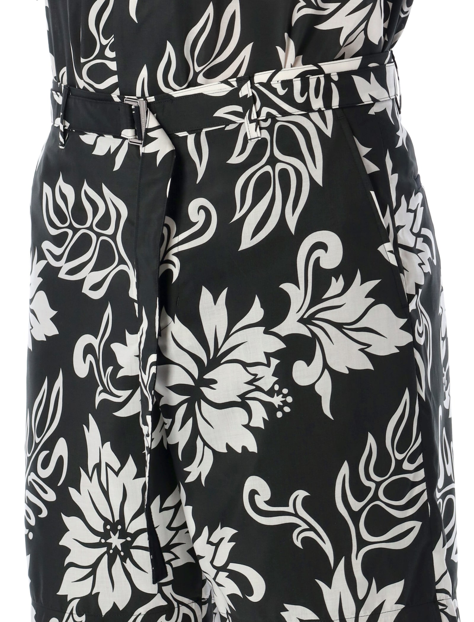 Shop Sacai Floral Print Shorts In Black