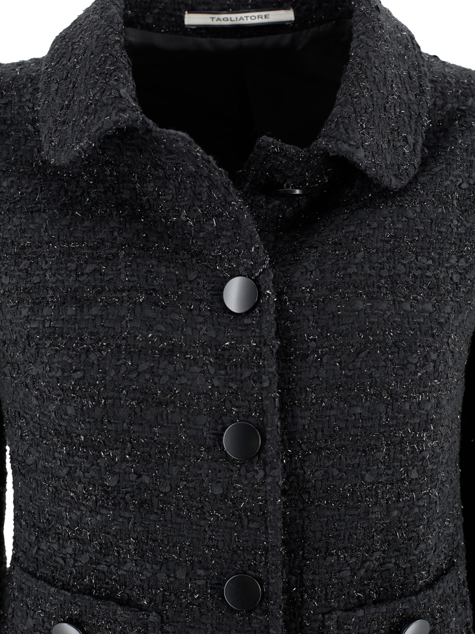 Tagliatore Crop Jacket In Tweed In Black
