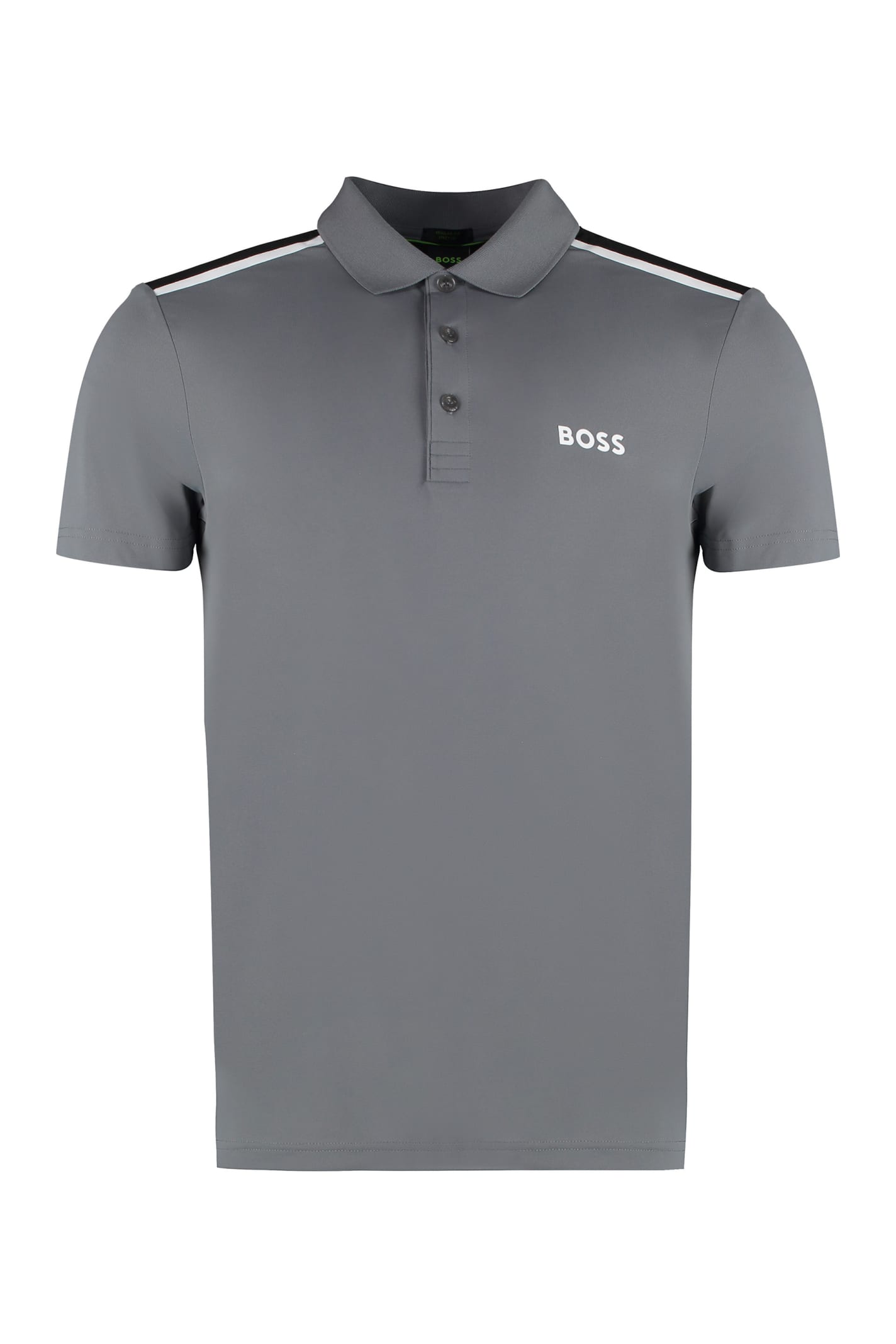 Shop Hugo Boss Techno Jersey Polo Shirt In Grey