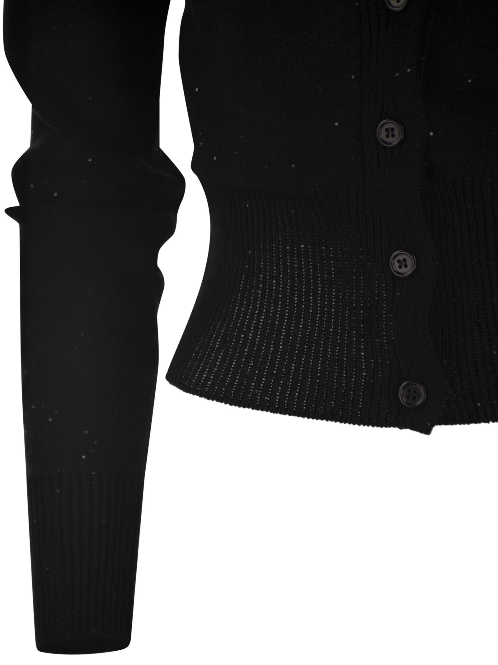 Shop Fabiana Filippi Short Cardigan With Sequins In Black