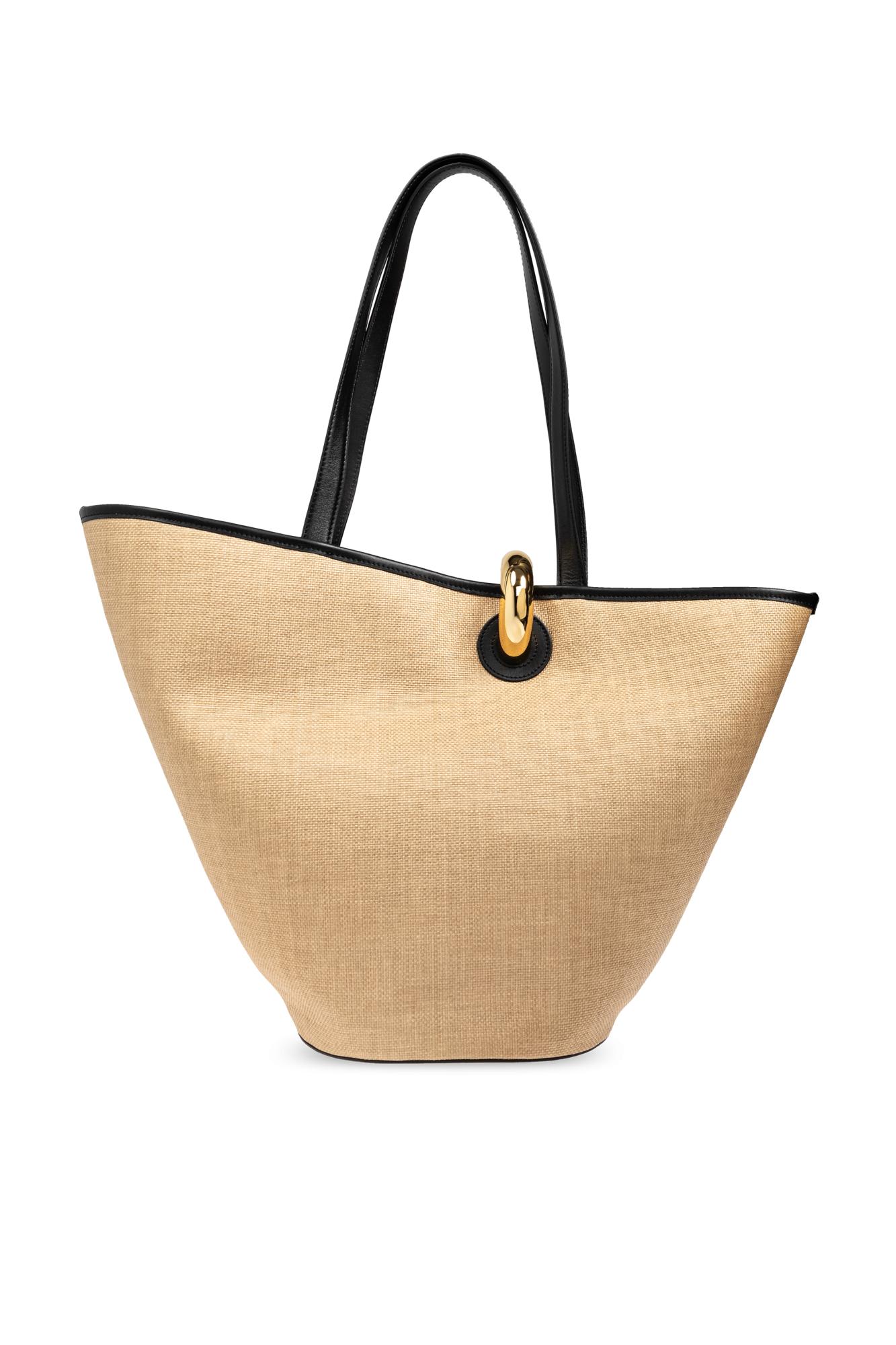 Shop Jacquemus Le Bambola Asymmetric Bucket Bag In Beige