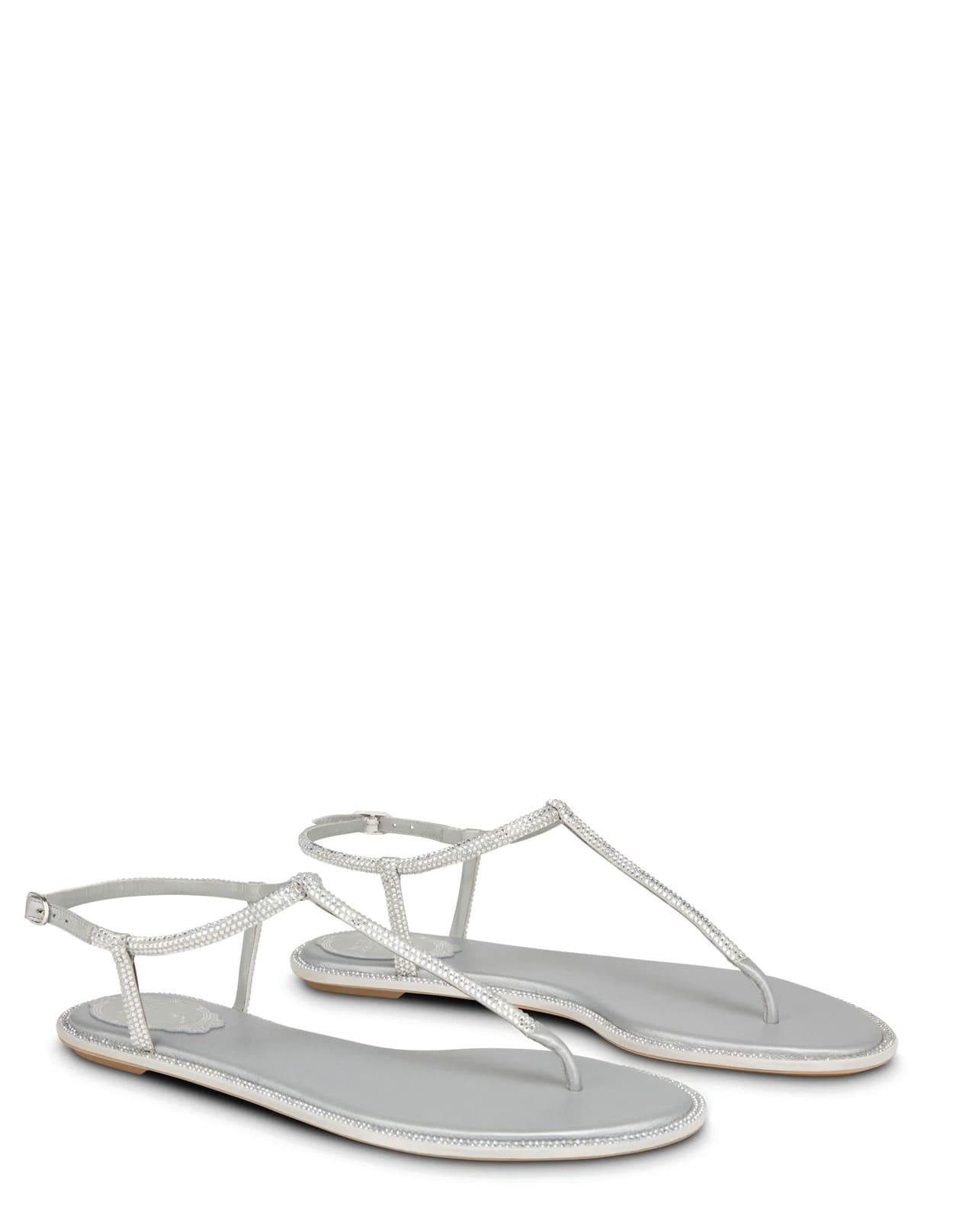 Shop René Caovilla Grey Diana Low Jewel Sandals