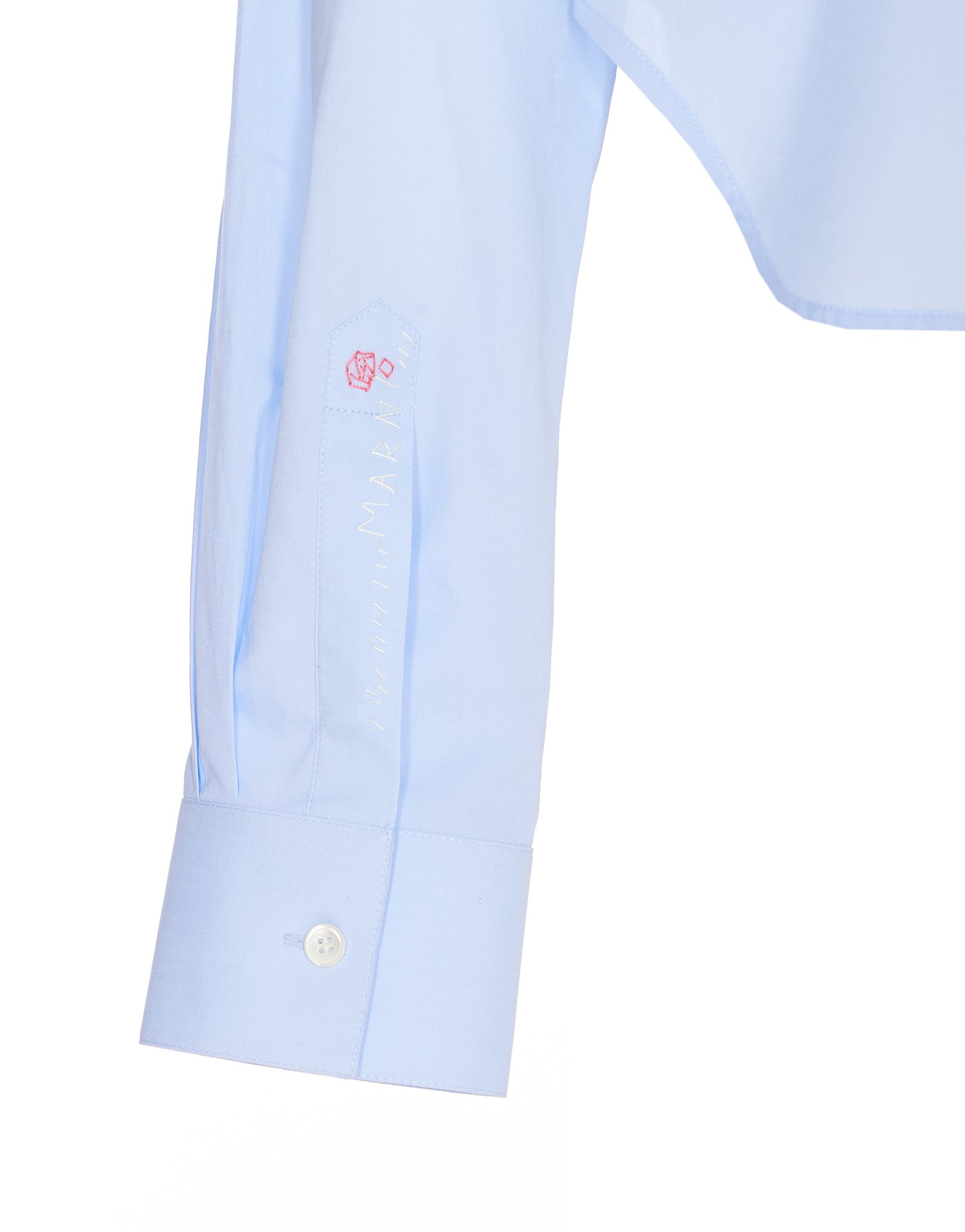 Shop Marni Long-sleeved Crop Shirt In Blue