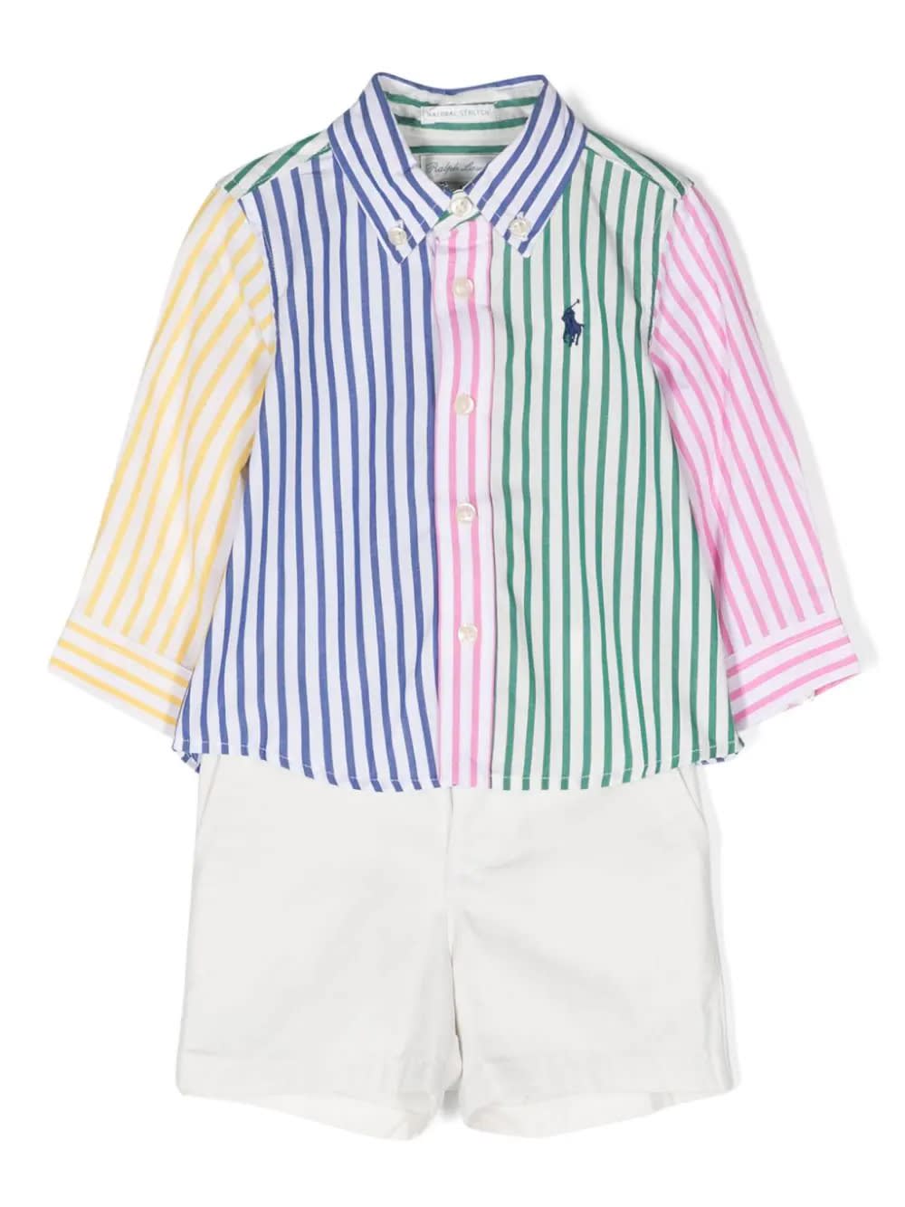 Ralph Lauren Babies' Patchwork Shirt And Flex Abrasion Shorts In Multicolour