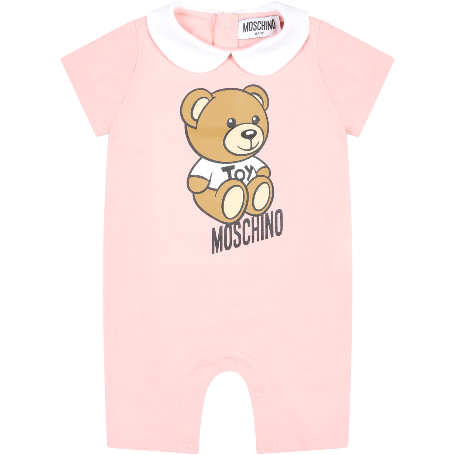 MOSCHINO PINK ROMPER FOR BABY GIRL WITH TEDDY BEAR
