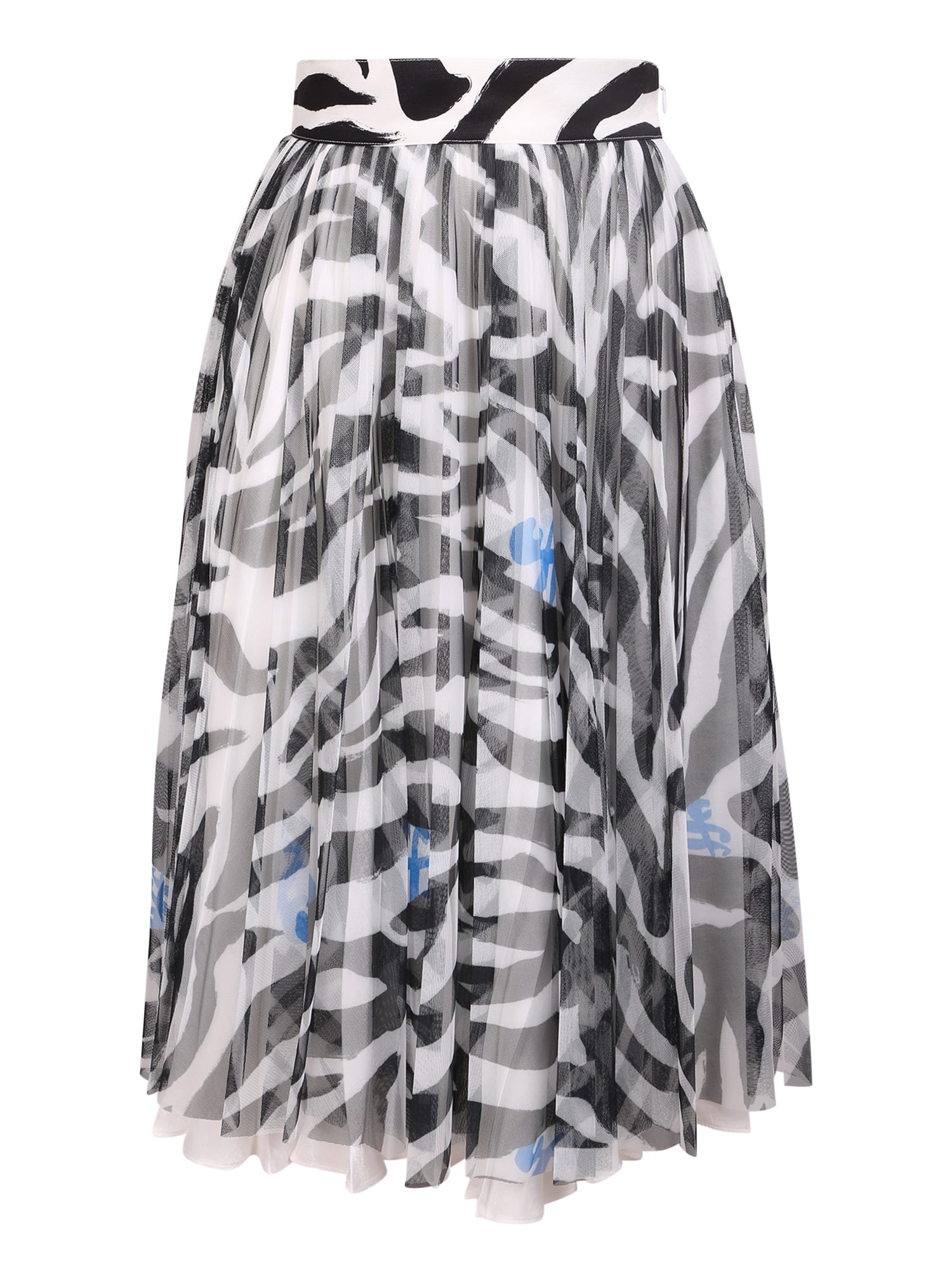 Off-White Leopard Print Pleated Skirt