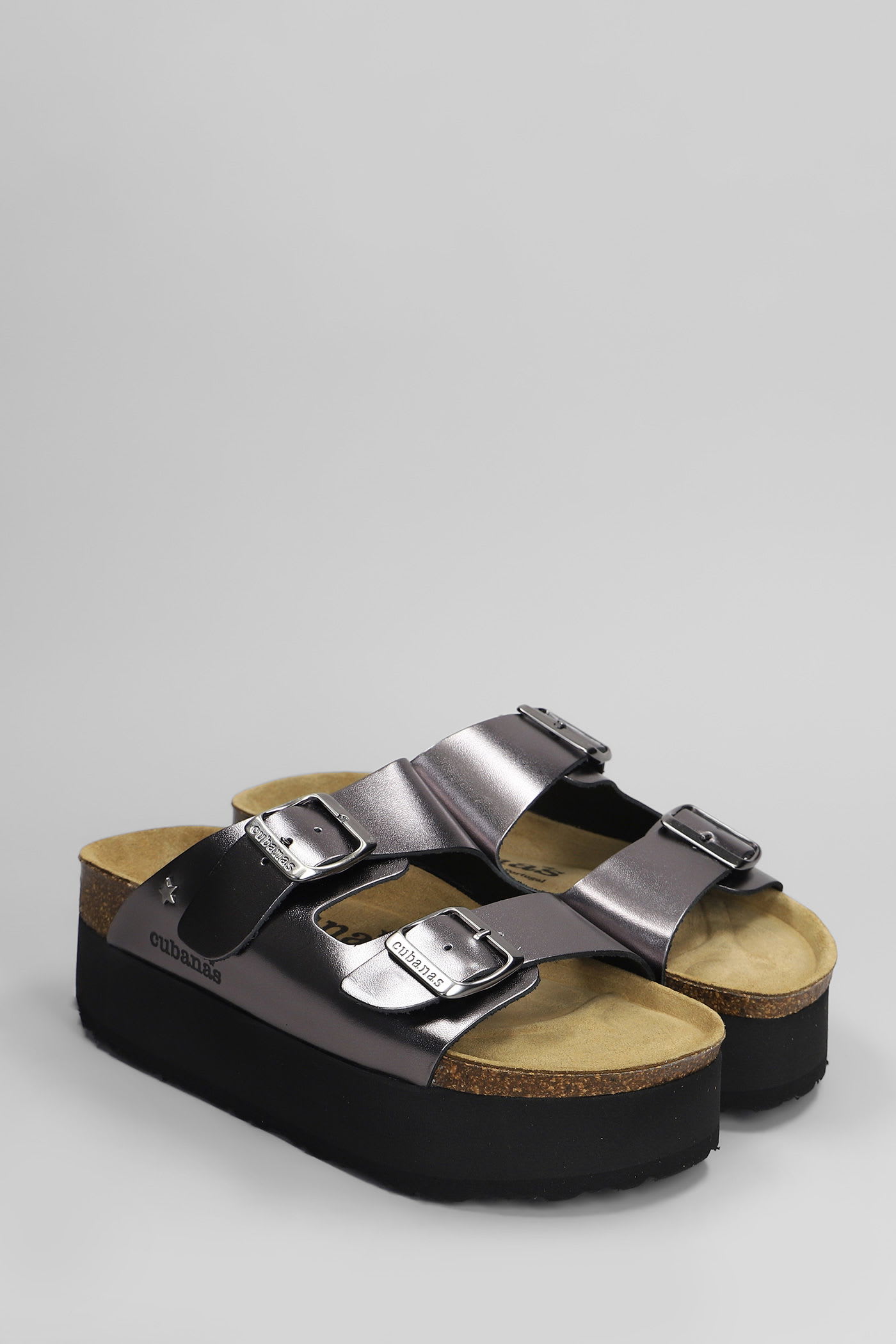 Cubanas Amalia Flats In Gunmetal Leather