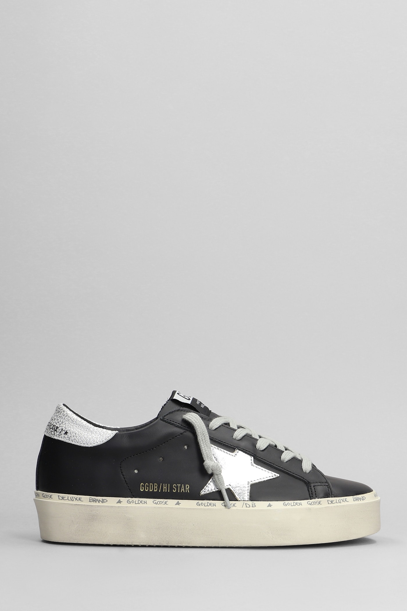 Shop Golden Goose Hi Star Sneakers In Black Leather