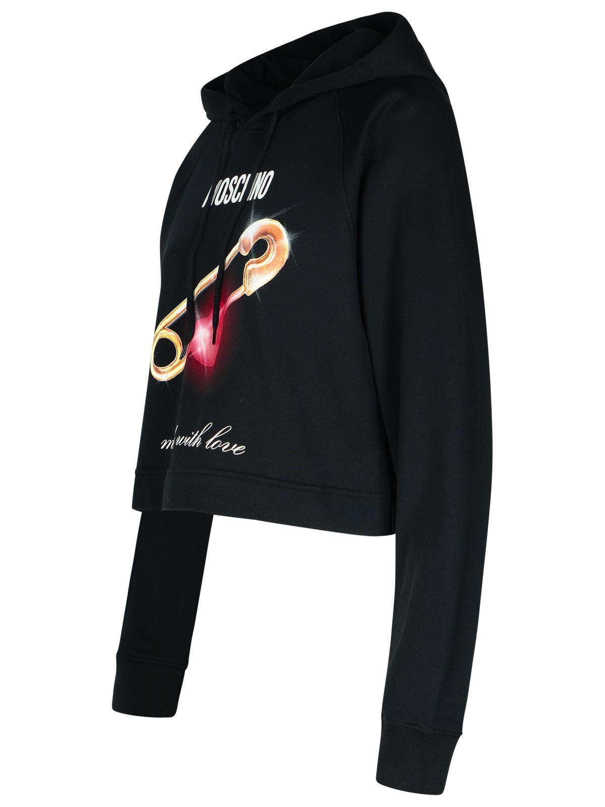 Shop Moschino Black Cotton Sweatshirt