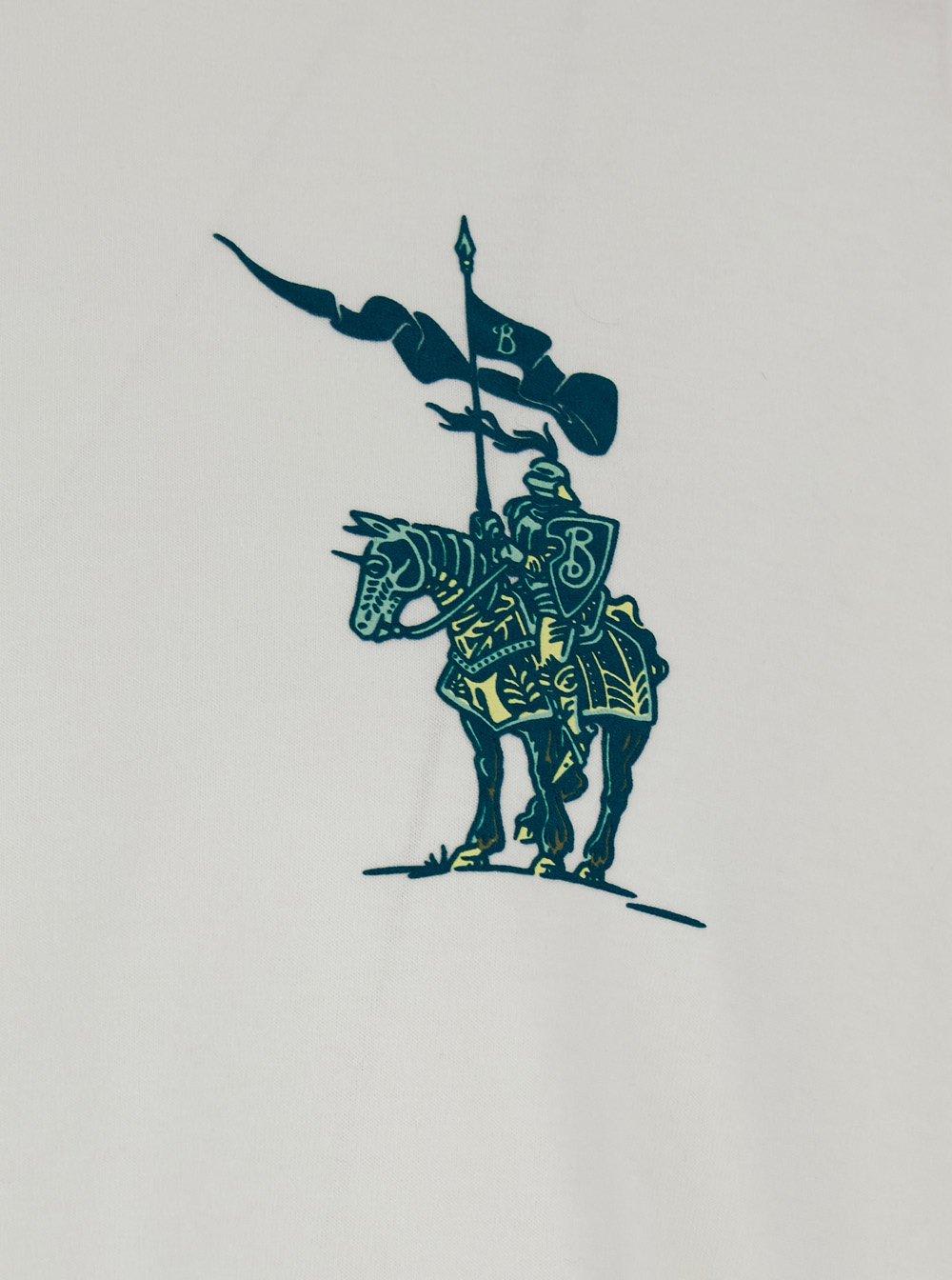 Burberry White T-shirt With Equestrian Knight Logo Print On The Front In Cotton Man In Chalk