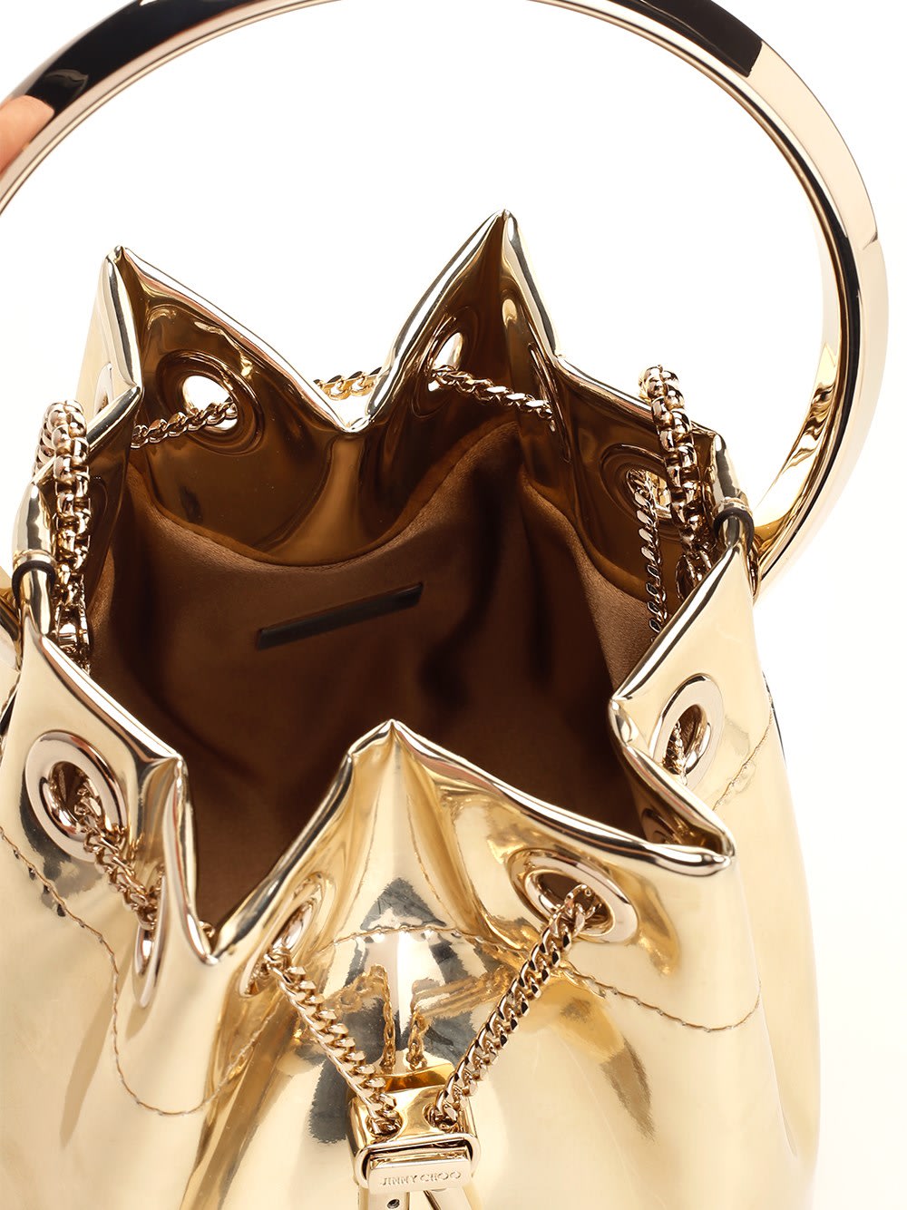 Jimmy Choo Bon Bon Metallic Mirrored-leather Bucket Bag