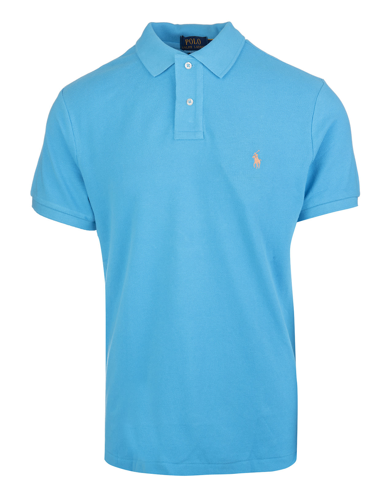 Ralph Lauren Man Azure And Orange Slim-fit Pique Polo Shirt