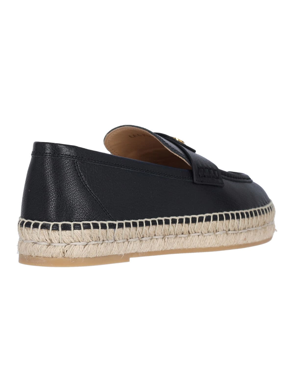 Valentino Avenue Palm Goatskin Espadrilles With Jute Sole In Black