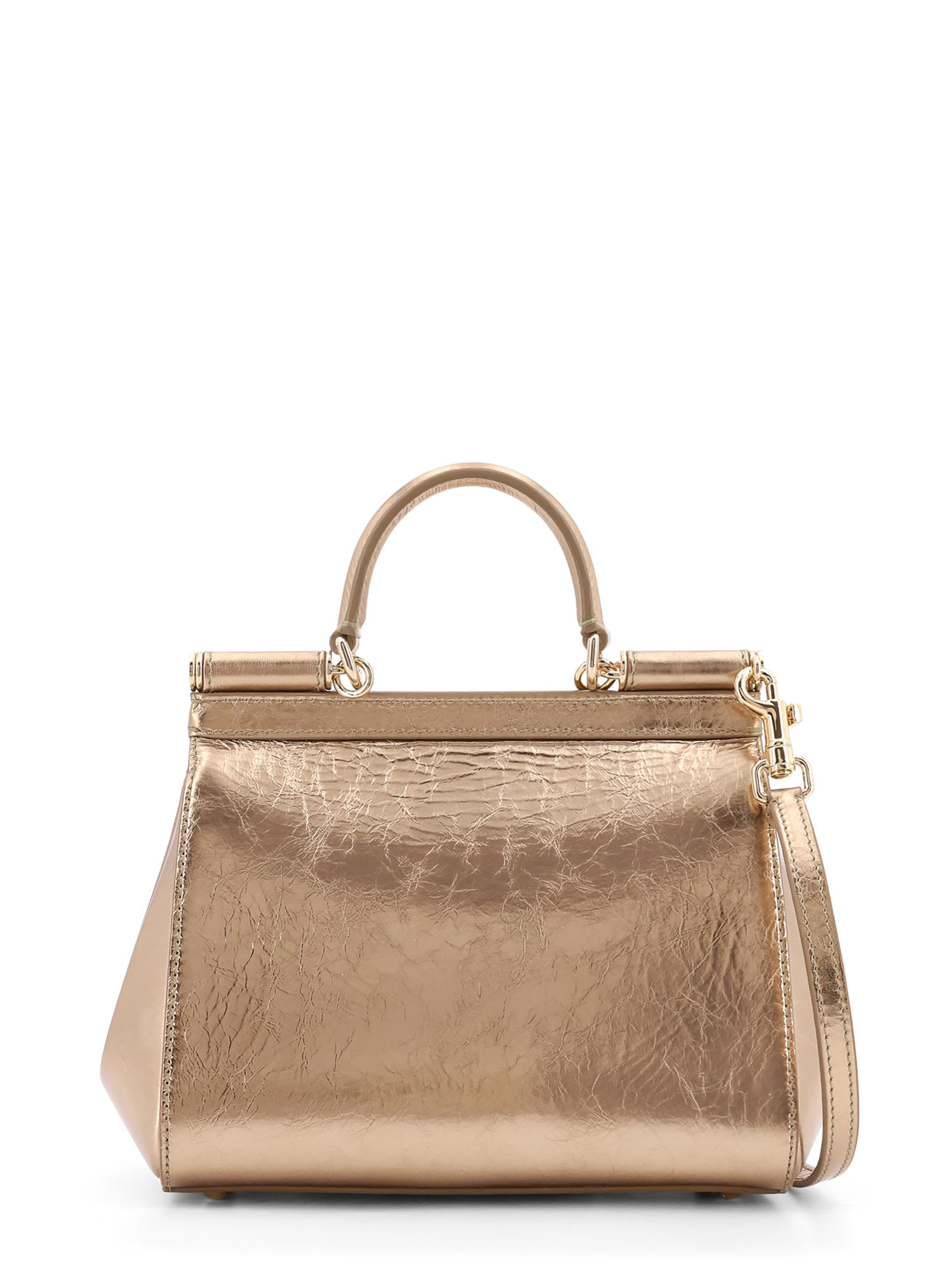 Dolce & Gabbana Sicily Medium Leather Shoulder Bag In Gold