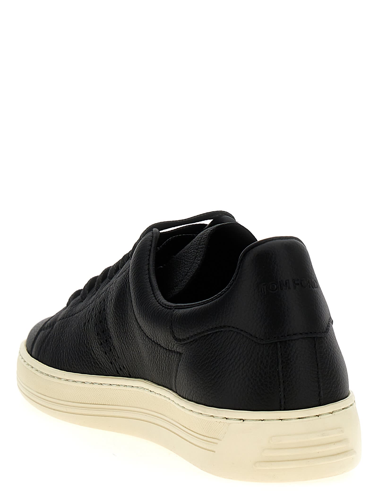 Tom Ford Low-top Leather Sneakers In Black