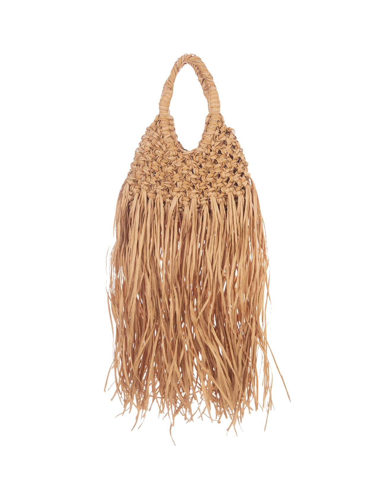 Shop Hibourama Vannifique Bag In Natural Raffia With Fringes In Beige