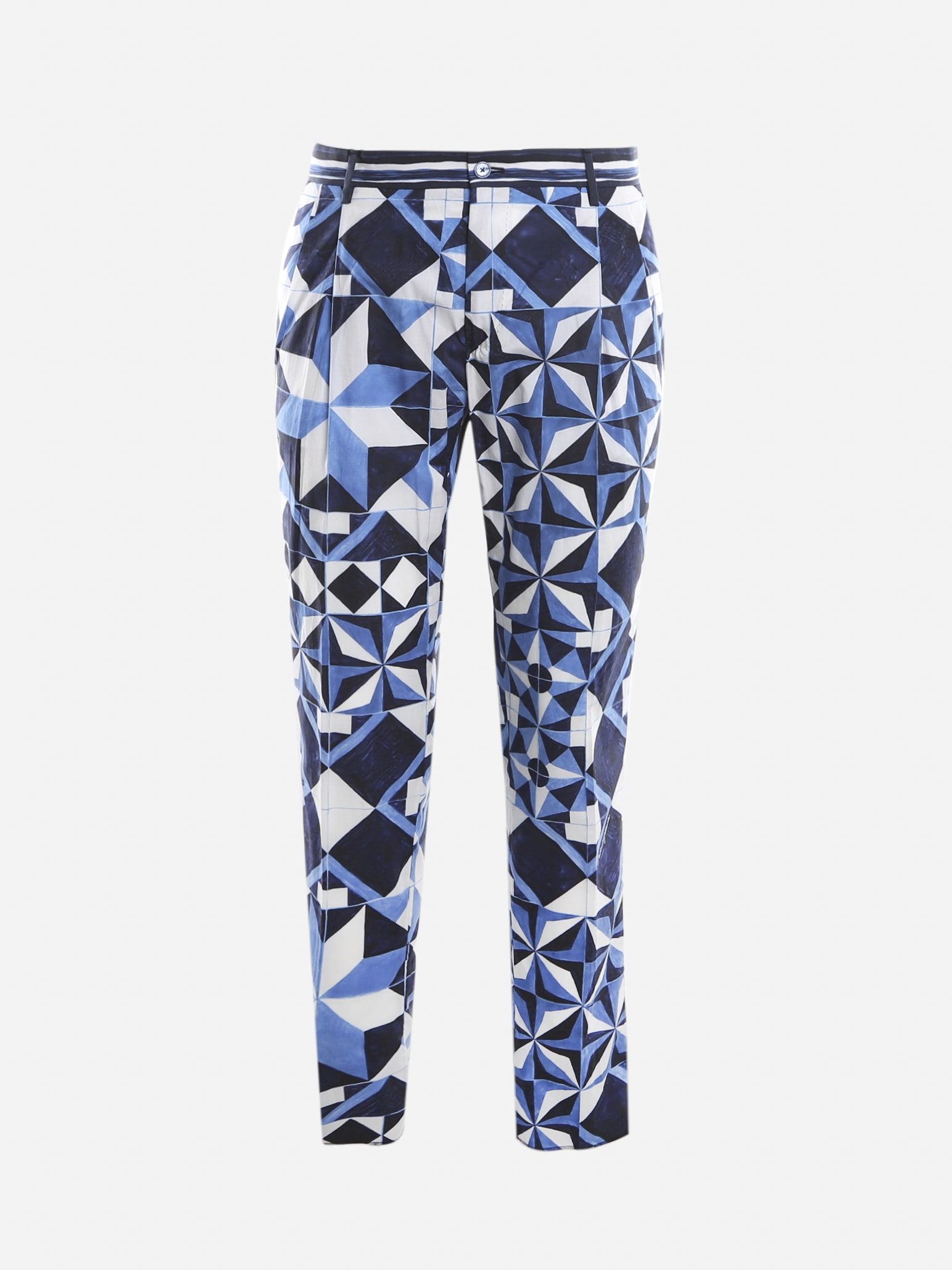 Dolce & Gabbana Cotton Trousers With Majolica Print