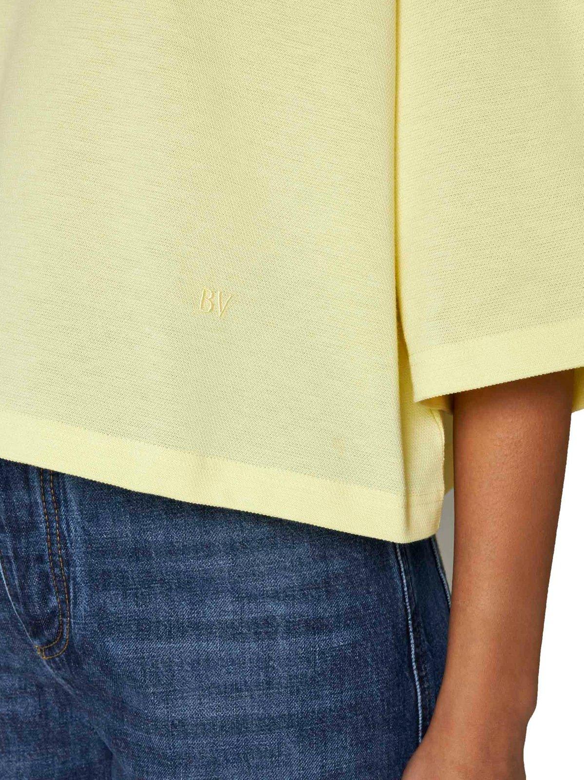 Shop Bottega Veneta Collared Short-sleeve Cropped Polo Shirt In Pineapple