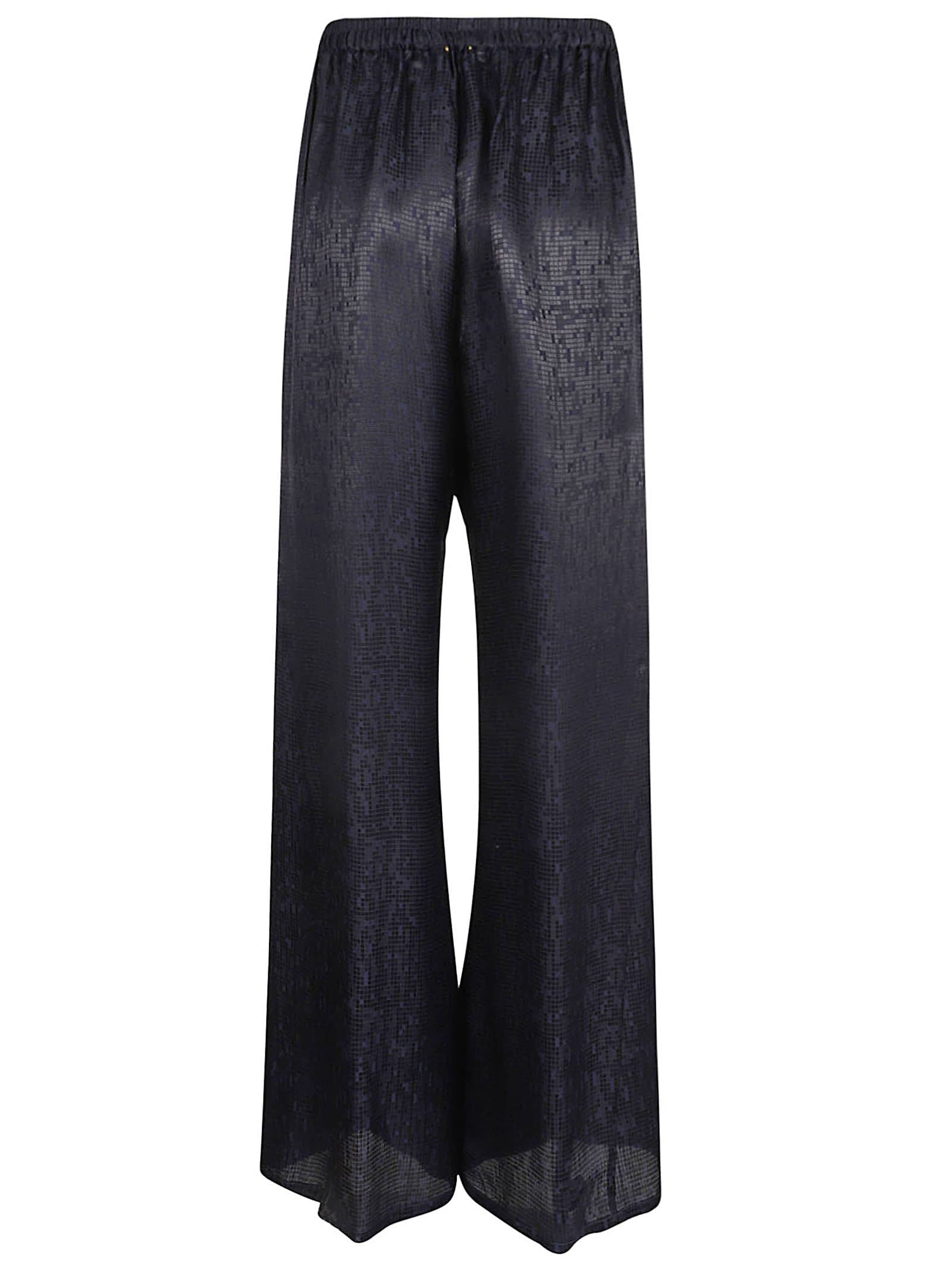 FORTE FORTE MICRODAMIER FLUID JACQUARD FLARED PANTS