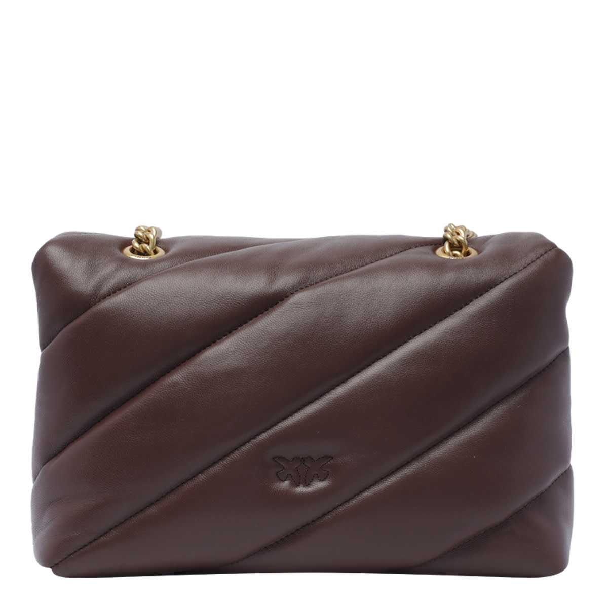 Shop Pinko Love Classic Puffer Crossbody Bag In Brown