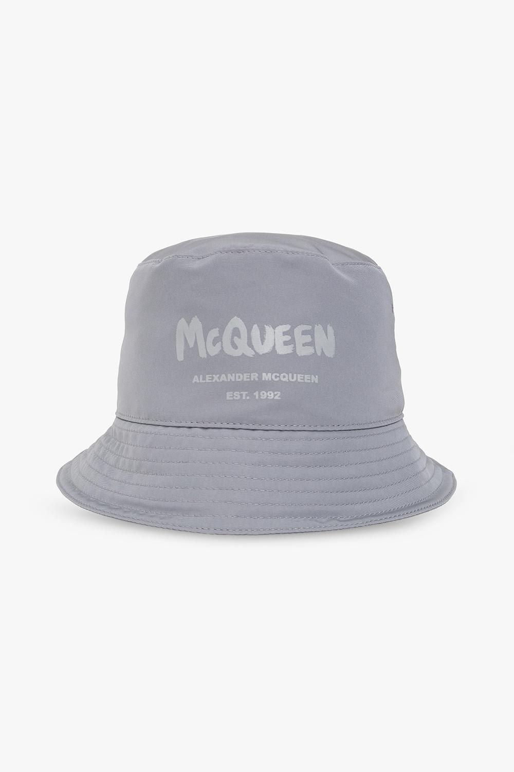 Alexander Mcqueen Bucket Hat With Logo In Grey