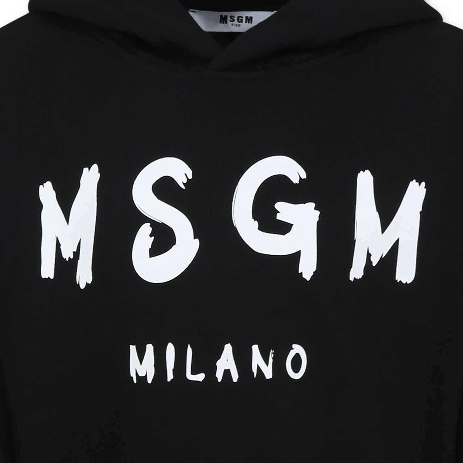 Msgm Black Sweatshirt For Kids With Logo In Black