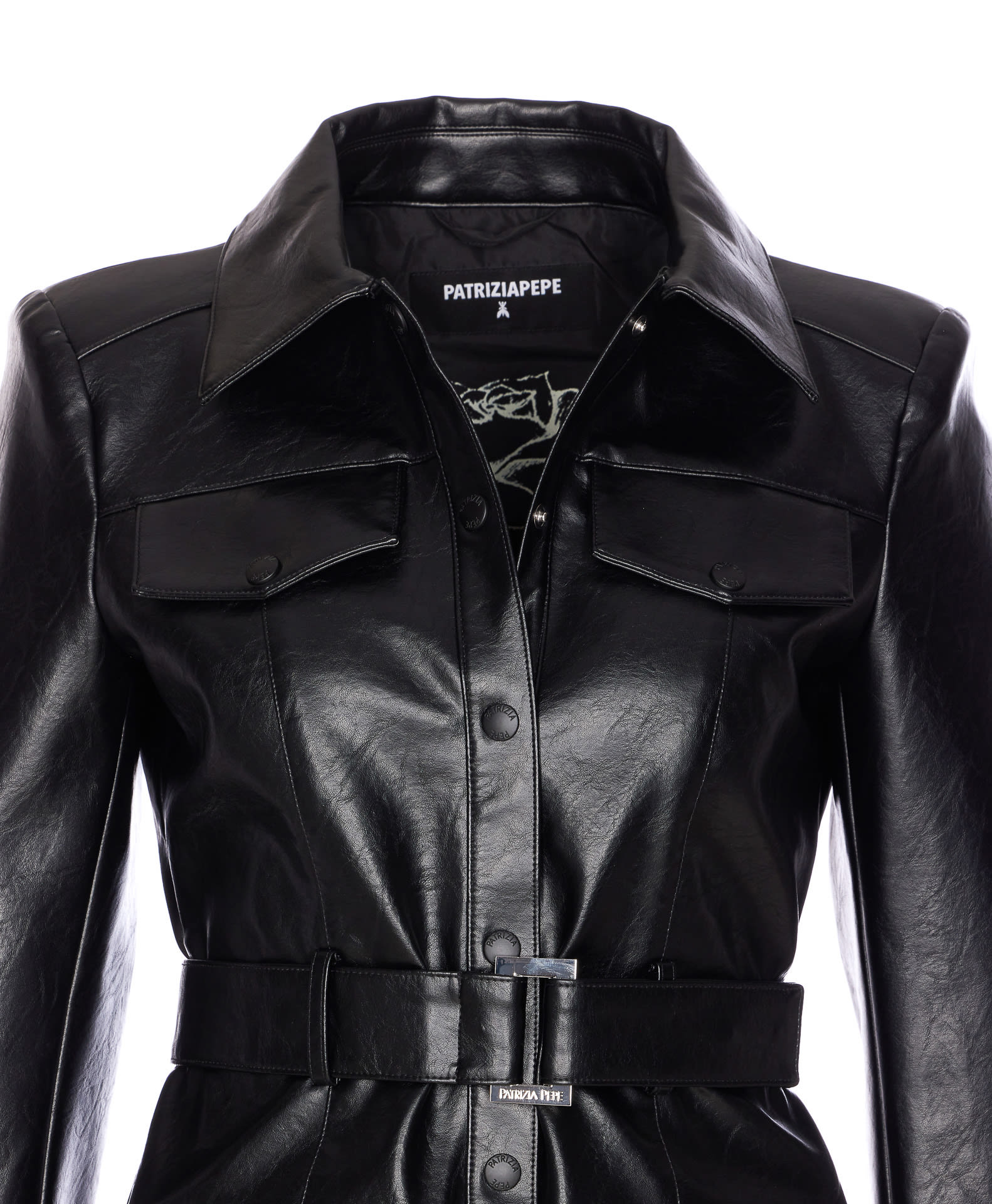 Patrizia Pepe Black Jacket Frontal Buttons Closure In Black