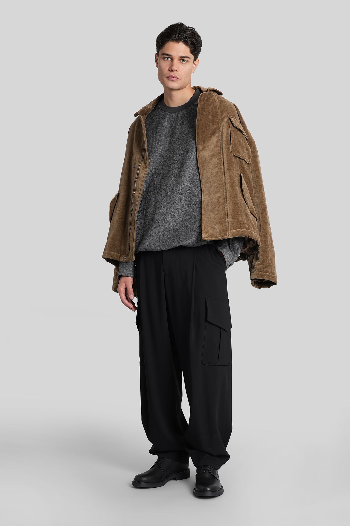 Giorgio Armani Wool Cargo Pants With Tailored Silhouette In Black