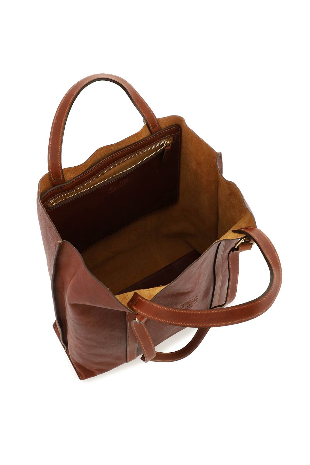 Shop Il Bisonte Leather Handbag In Seppia (brown)