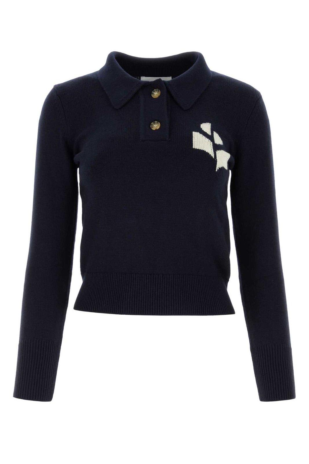 MARANT ETOILE NOLA LOGO INTARSIA POLO JUMPER