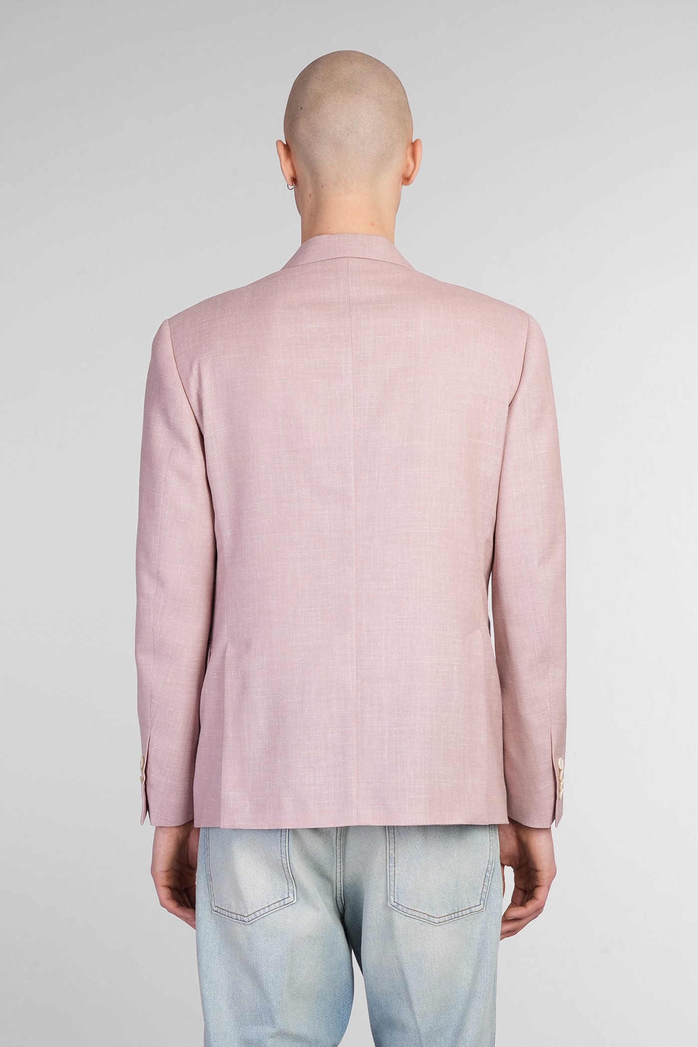Lardini Blazer In Rose-pink Wool In Pale Pink
