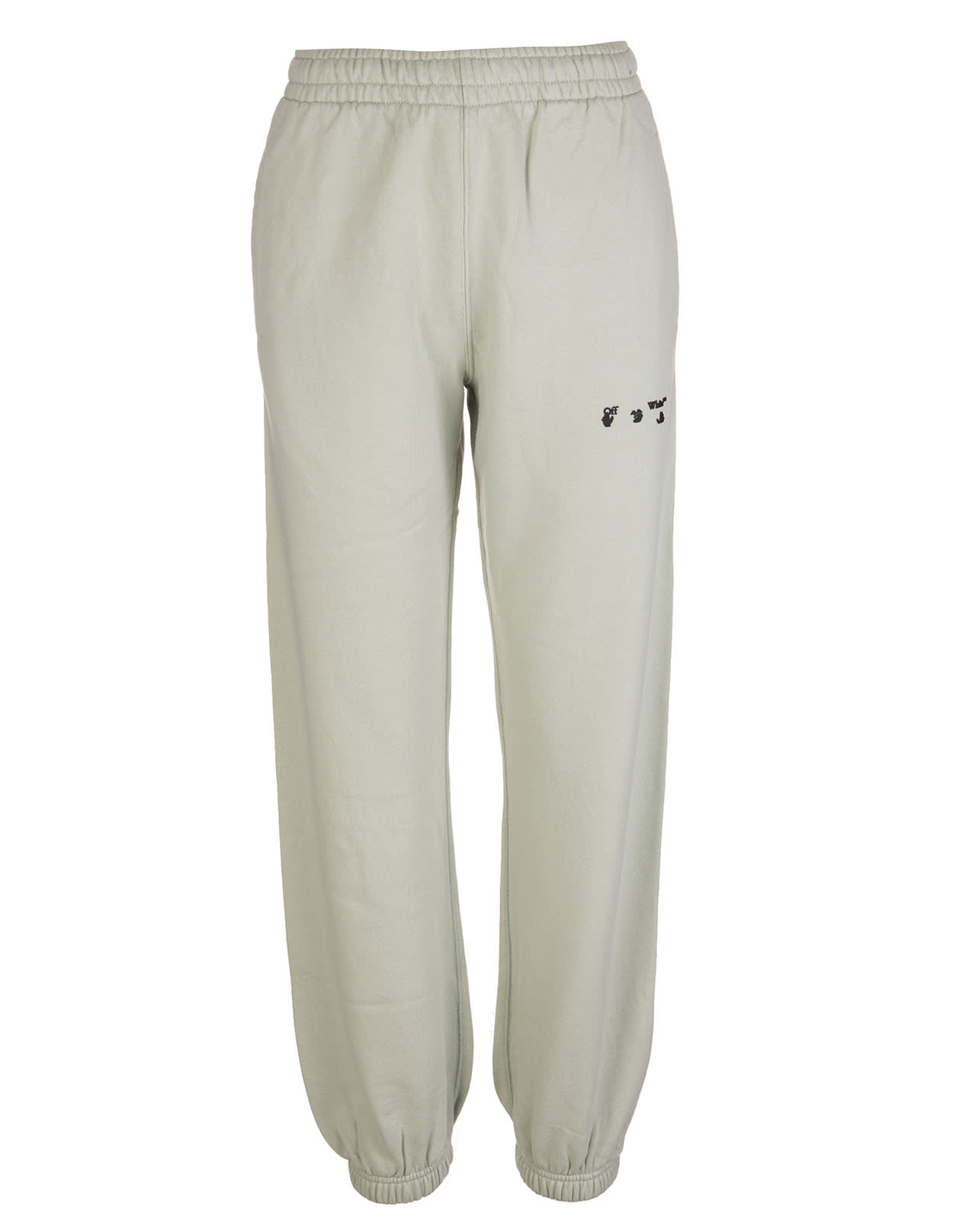 Off-White Woman Light Green Joggers With Black Logo