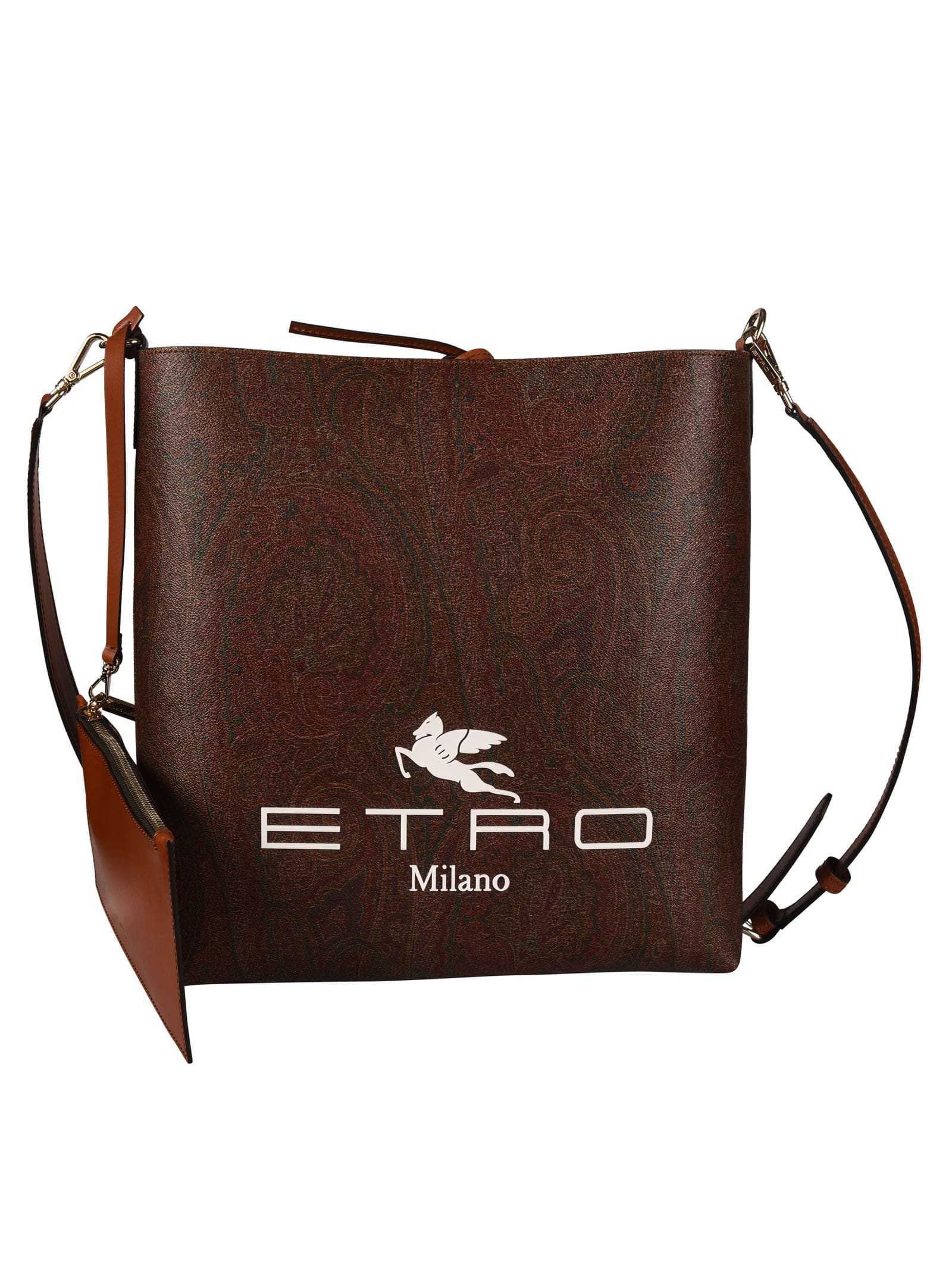 Etro Logo Detail Paisley Print Shopper Bag