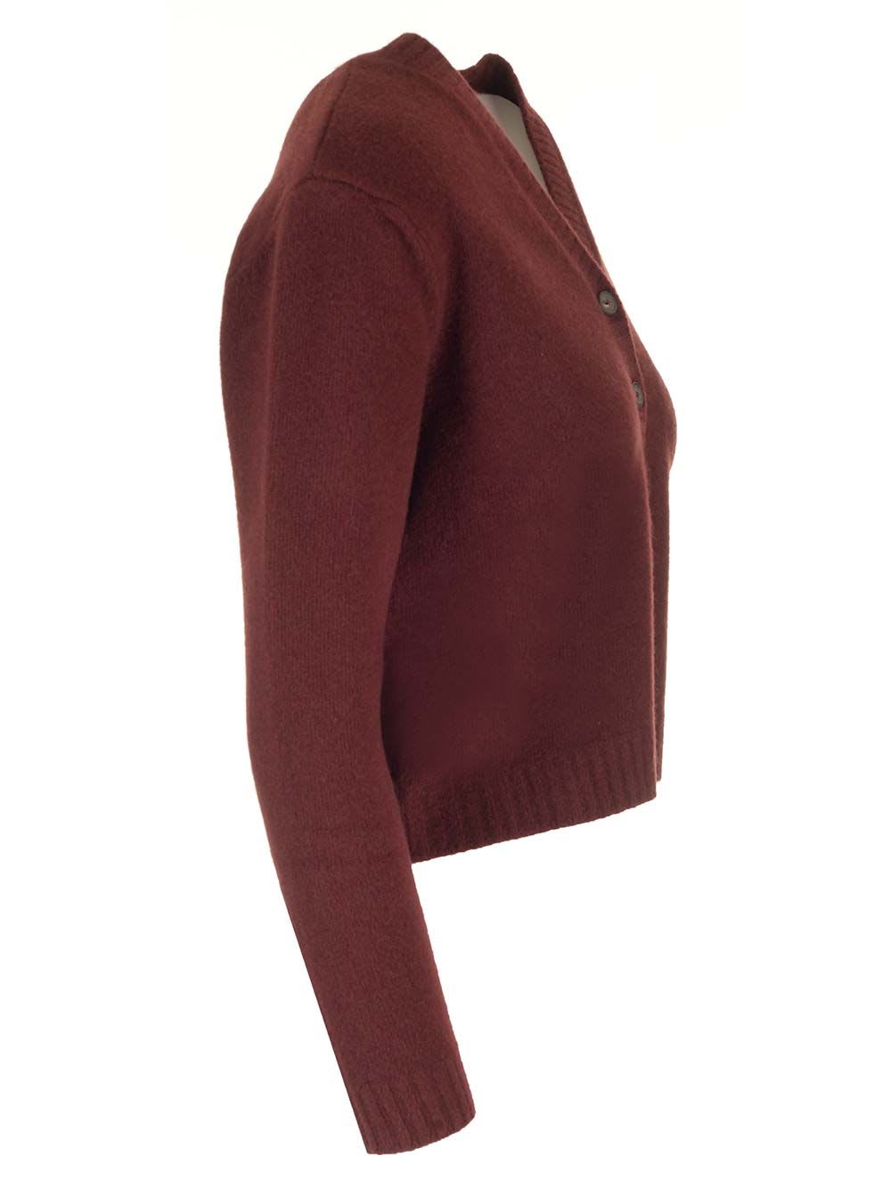 Shop Maison Margiela Wool Cardigan In Bordeaux