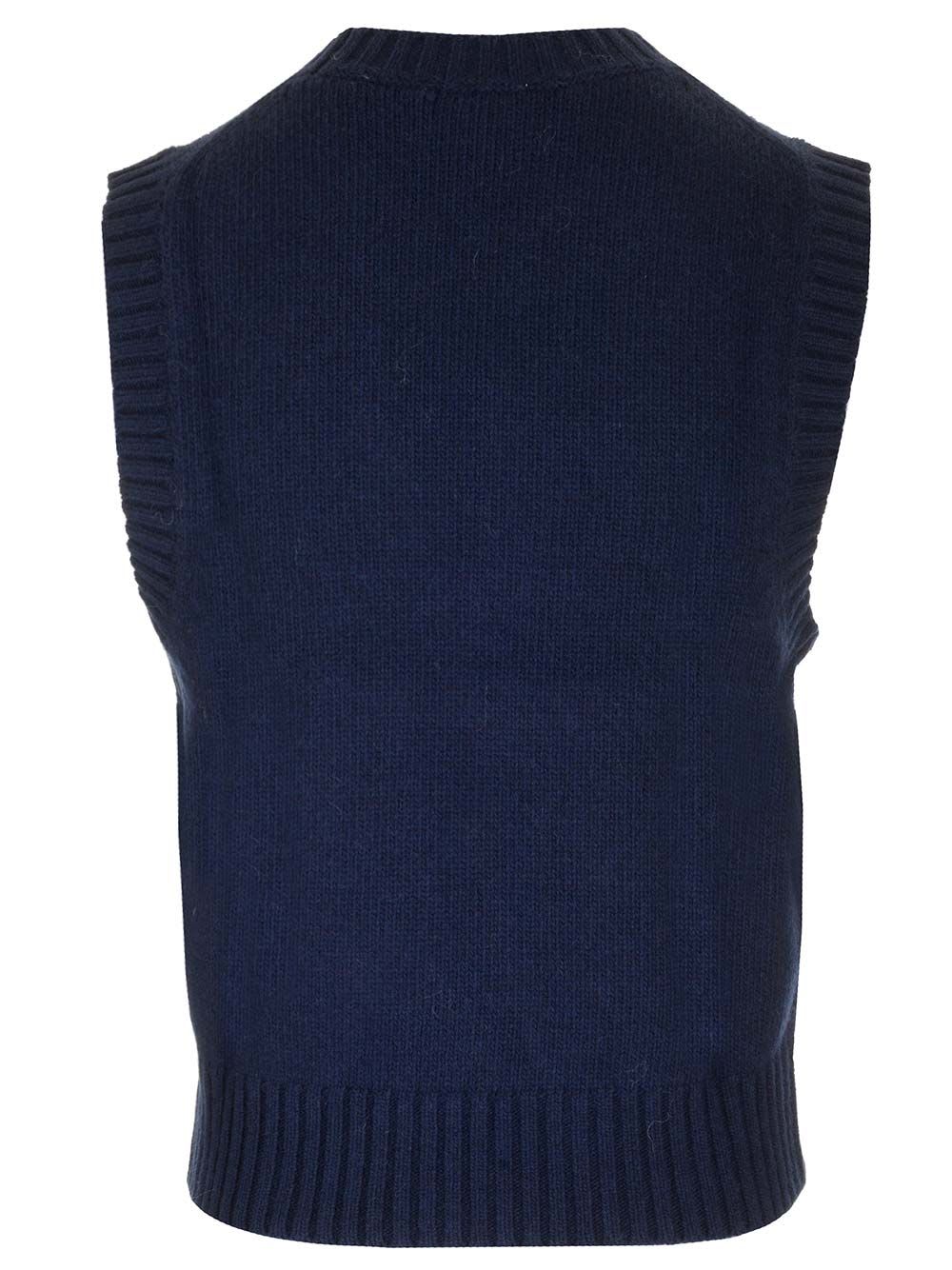 Shop Ganni Wool Gilet In Blue