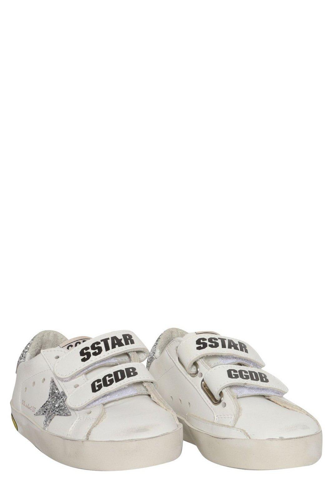 Shop Golden Goose Old School Star Patch Sneakers In White/ice/silver