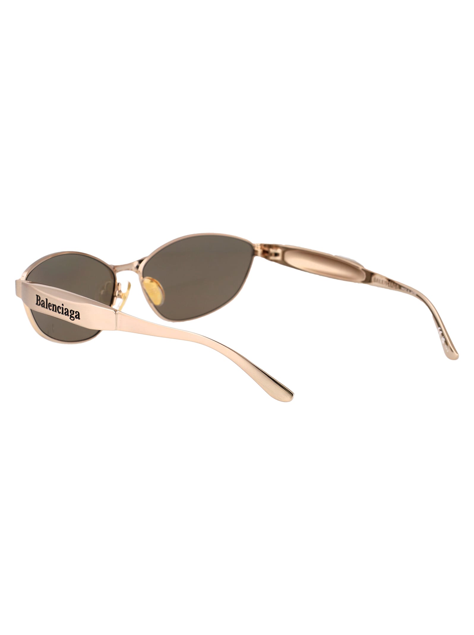Balenciaga Gold Mercury Rectangular Metal Sunglasses In Gold-gold-brown