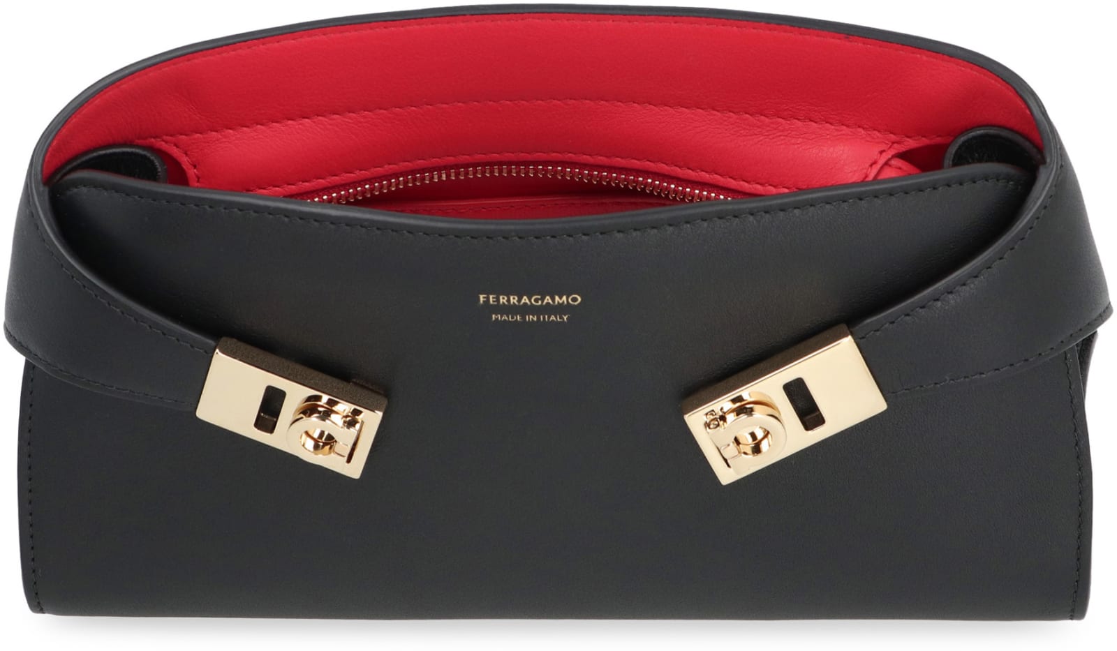 Ferragamo Small Structured Shoulder Bag With Adjustable Strap In Orange