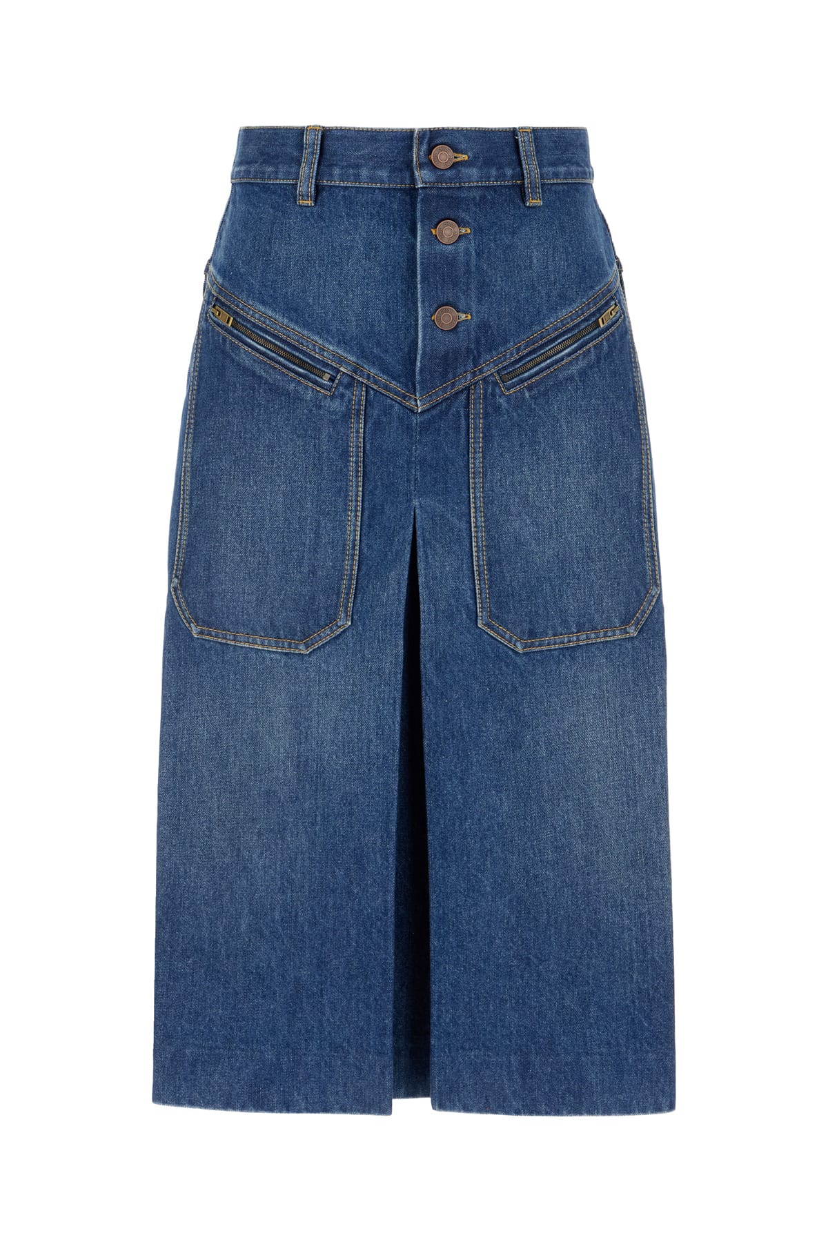Chloé Knee-length Skirt In Washed Blue Denim Women In Blue