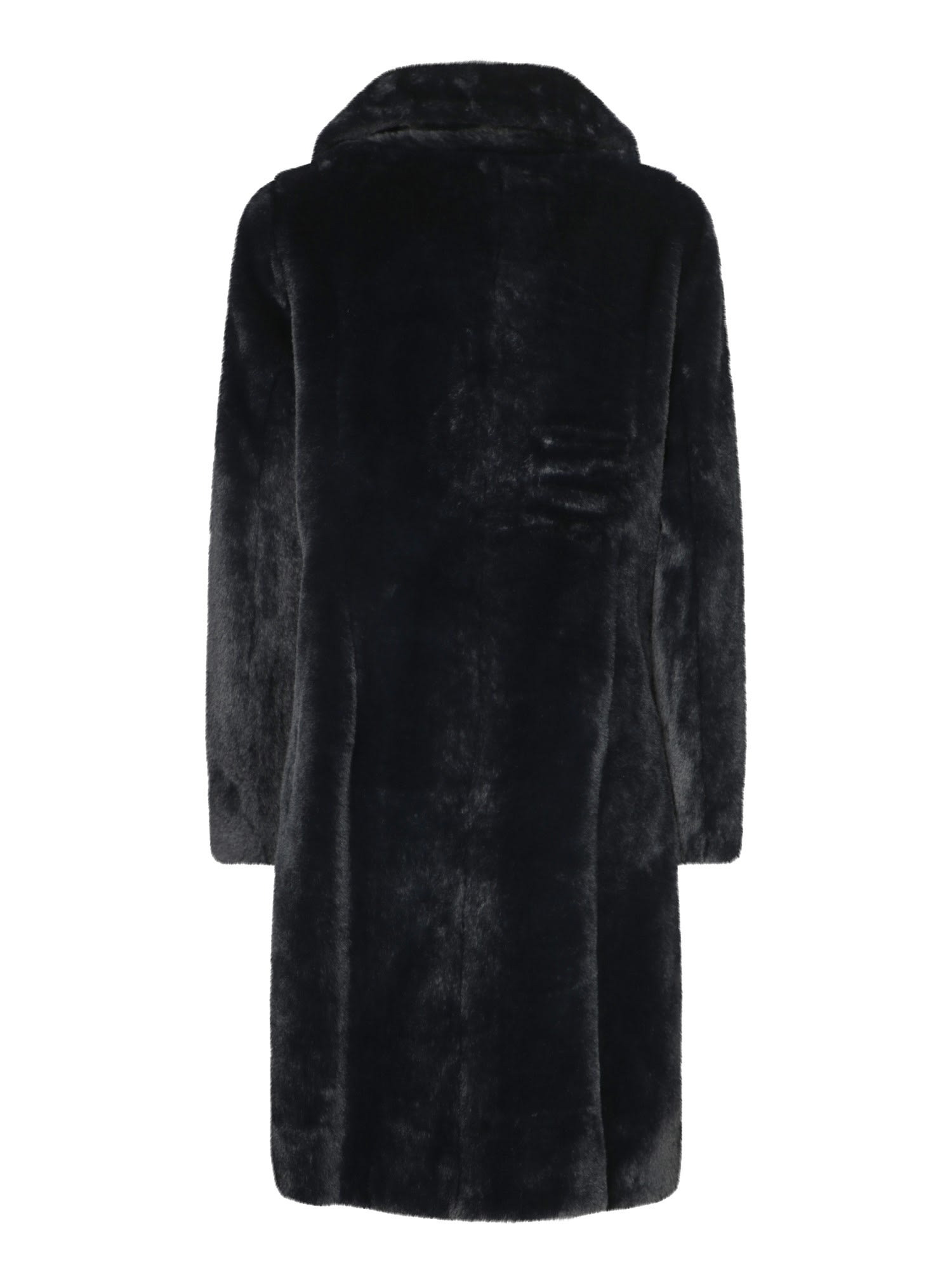 Shop Herno Black Soft Fur Coat