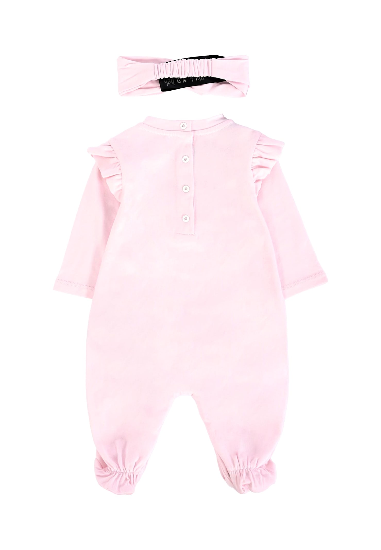 Balmain Pink Babygrow Set For Baby Girl With Logo In Pink