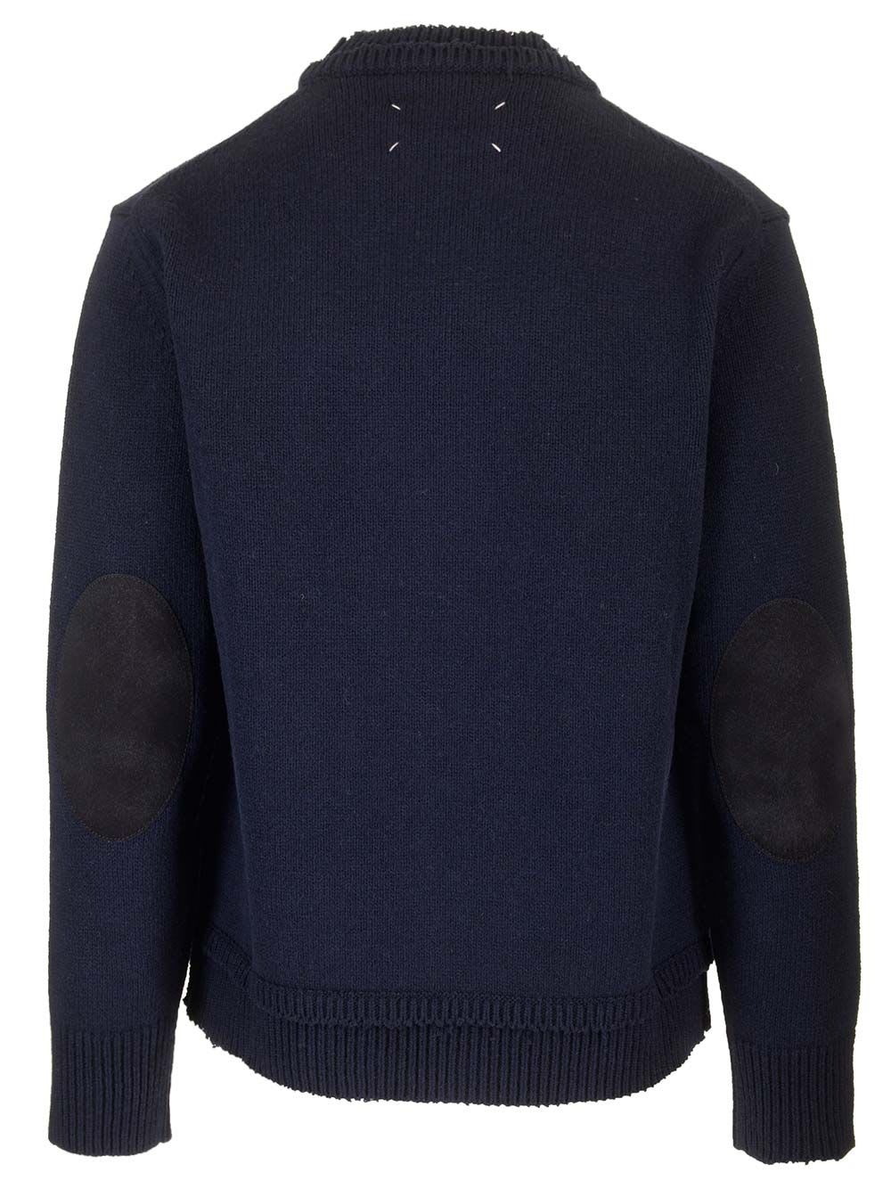 Shop Maison Margiela Long-sleeved Crewneck Sweater In Blue