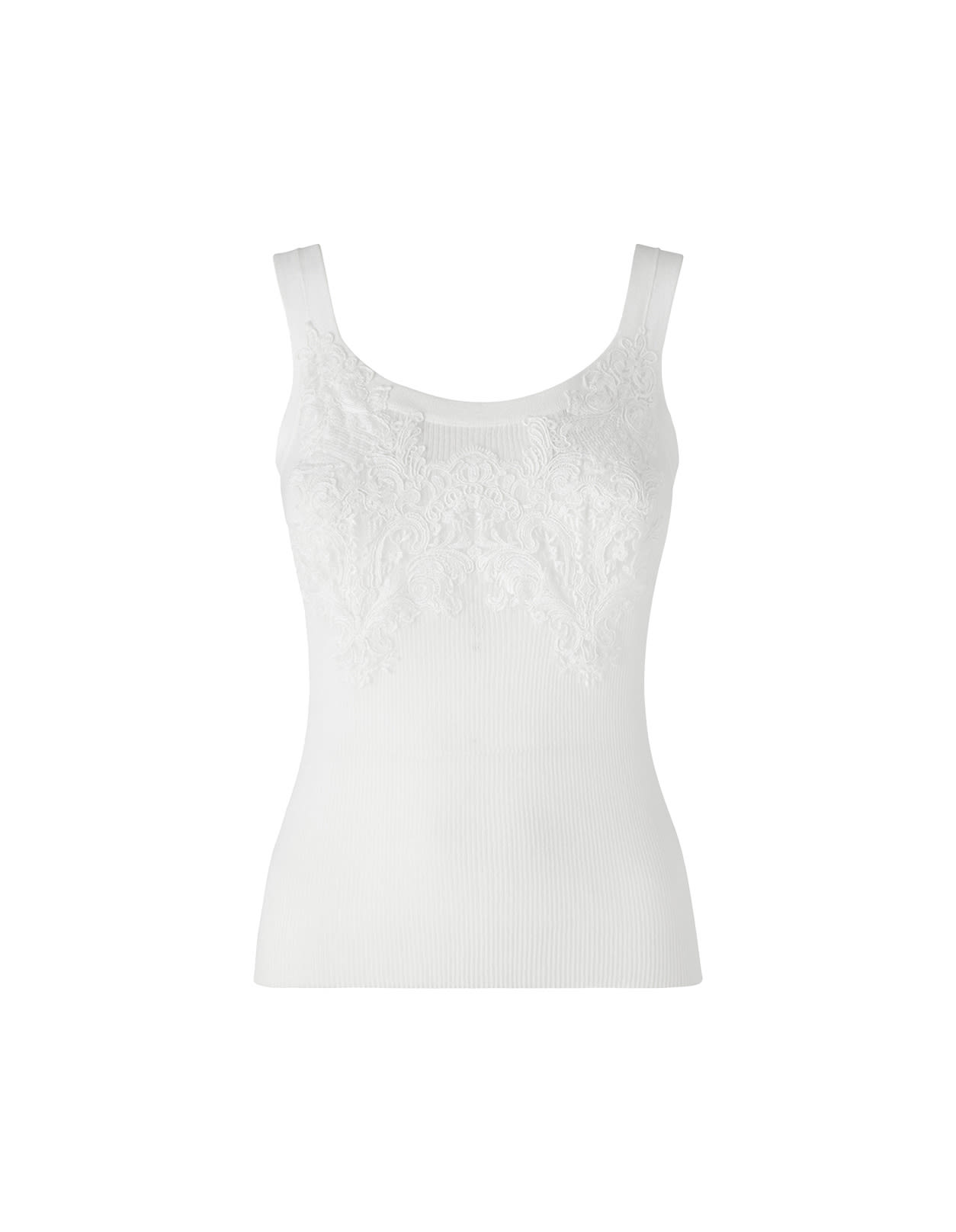 Ermanno Scervino White Knitted Top With Lace