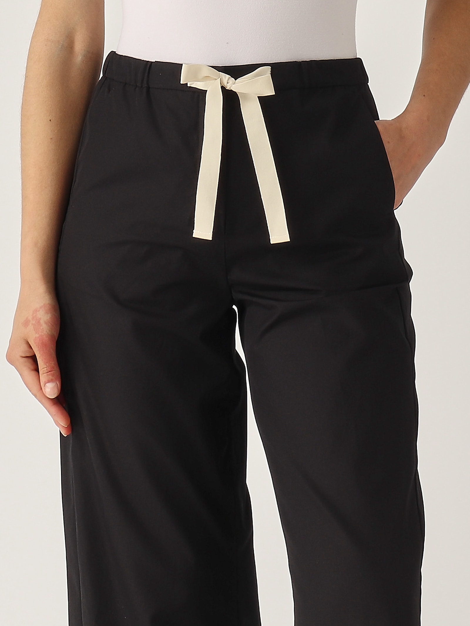 's Max Mara S Max Mara Argento Cotton Trousers In Nero