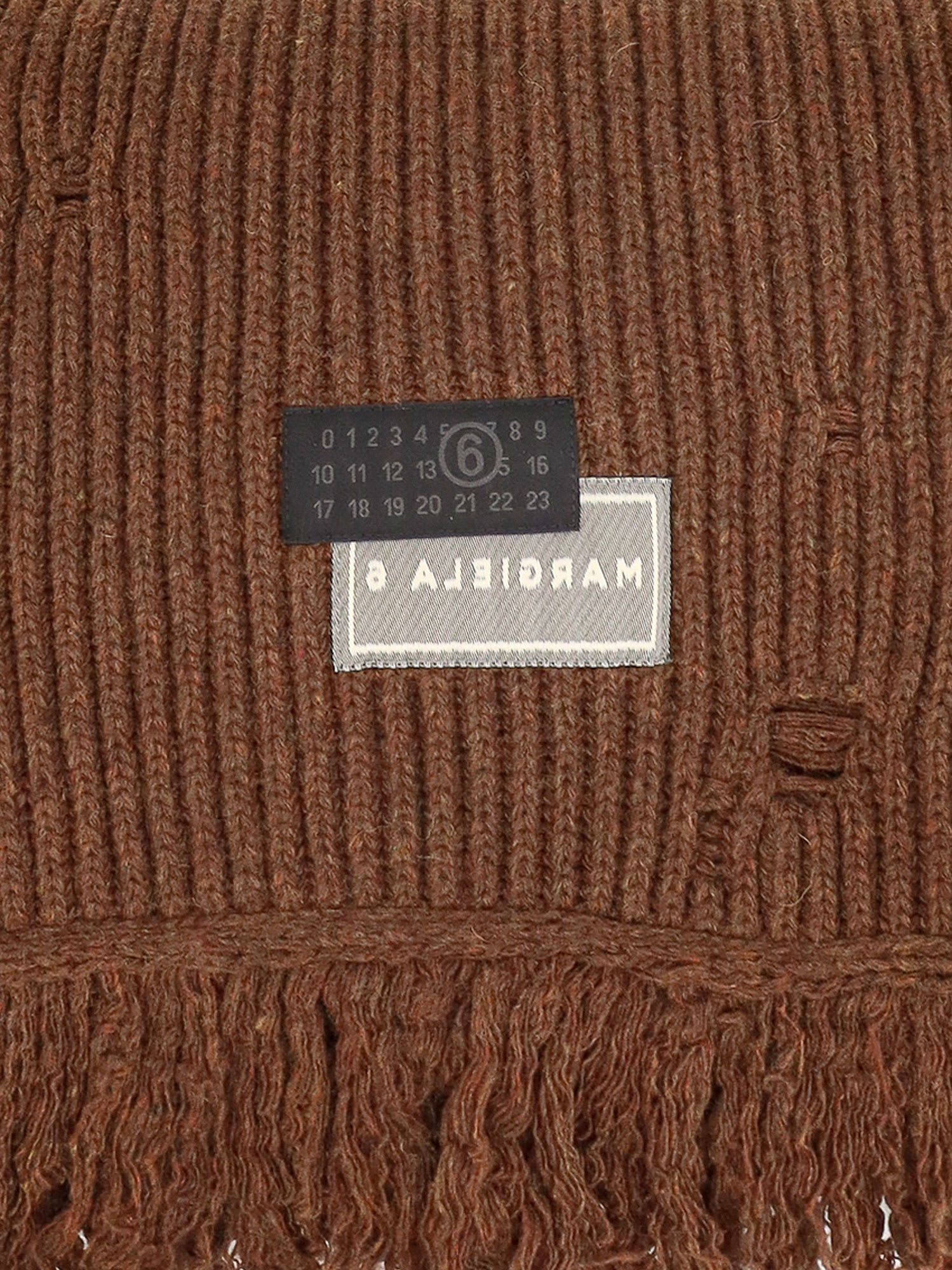 Mm6 Maison Margiela Wool Blend Scarf With Distressed Effect In Brown